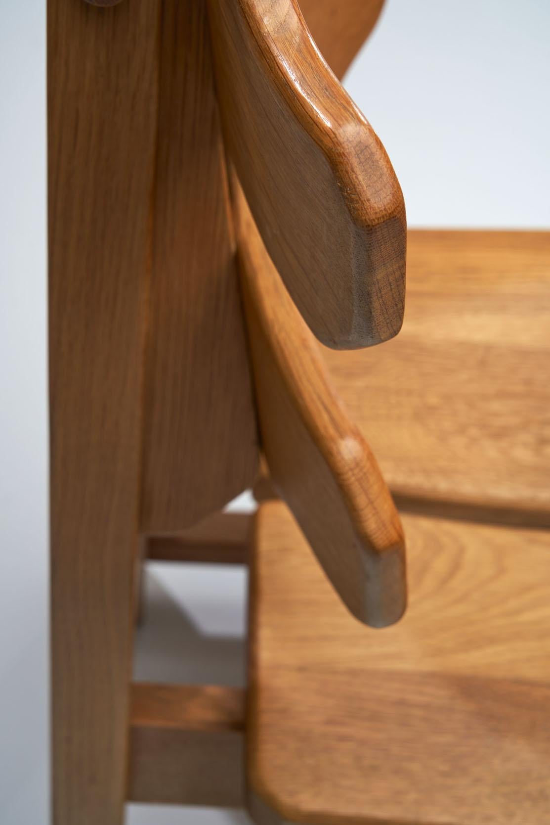 Set of 6 Brutalist Chairs in Solid Oak, Spain 1970s For Sale 11