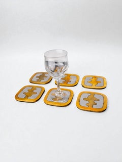 Set of 6 Brutalist Coasters by David Marshall, Spain, 1970's