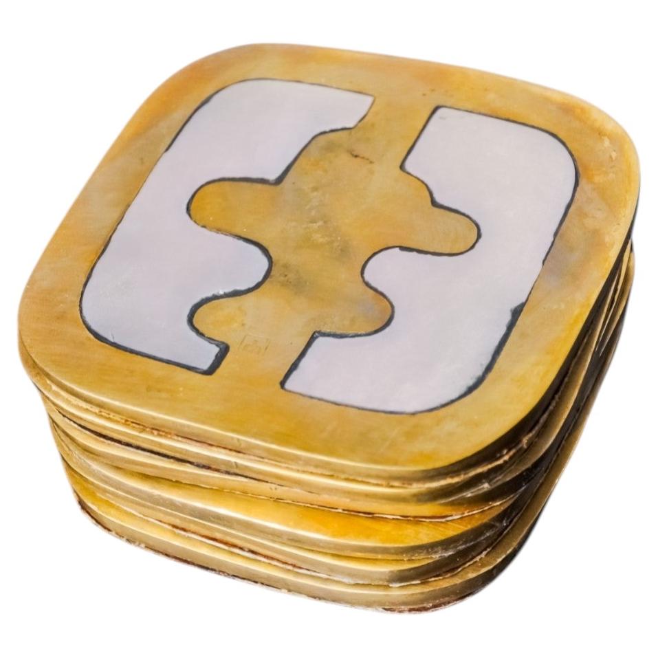 Set of 6 Brutalist Coasters by David Marshall, Spain, 1970's For Sale