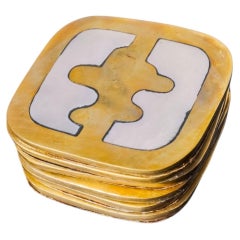 Set of 6 Brutalist Coasters by David Marshall, Spain, 1970's