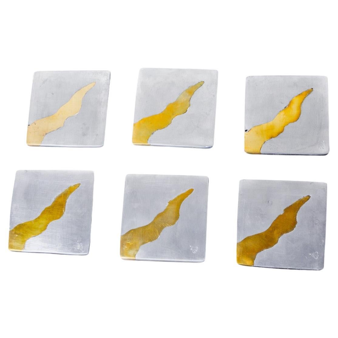 Set of 6 Brutalist Coasters by Garcia Marquez, Spain, 1970