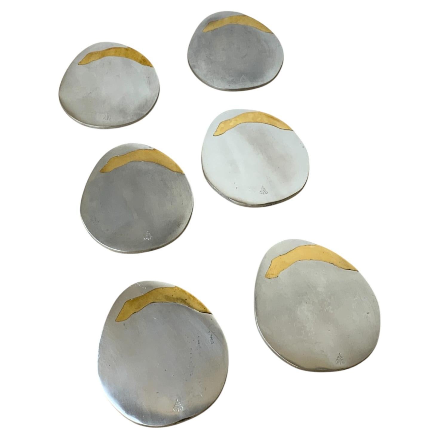 Set of 6 Brutalist Coasters by Garcia Marquez, Spain, 1970's