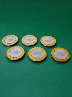 Juego de 6 posavasos brutalistas "Coca-cola" de Ardisur en bronce, España, años 70