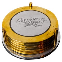Juego de 6 posavasos brutalistas "Coca-cola" de Ardisur en bronce, España, años 70
