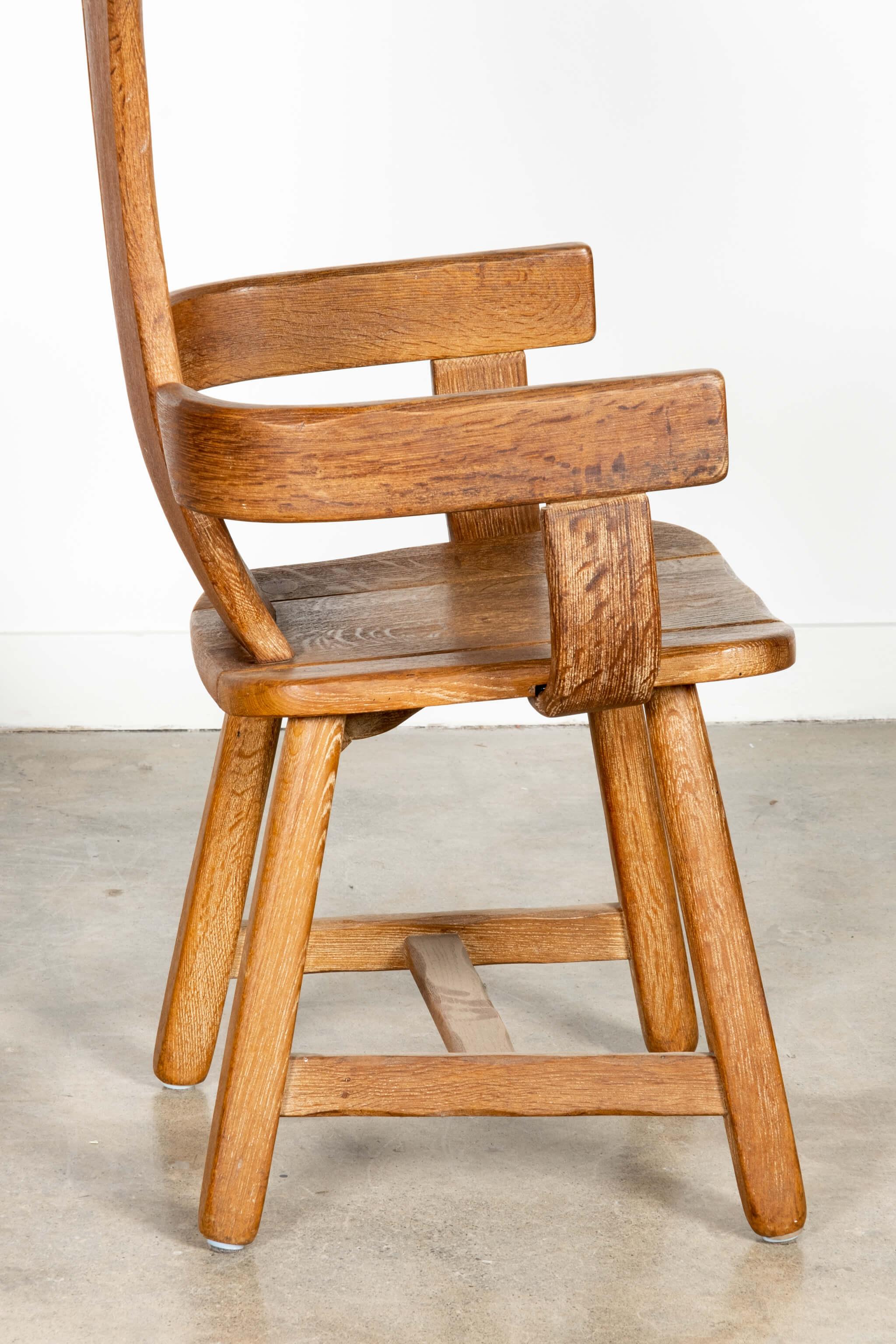 Oak Set of 6 Brutalist De Puydt Chairs For Sale