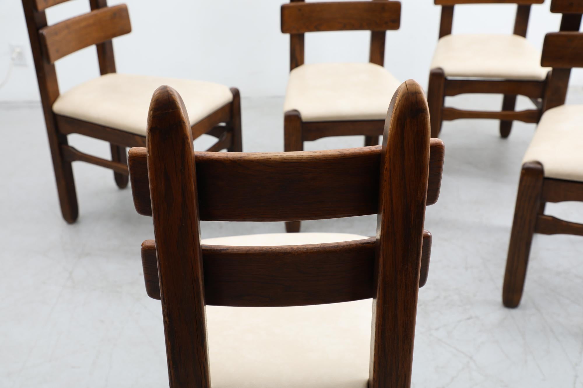Set of 6 Brutalist De Puydt Dark Oak Dining Chairs 6