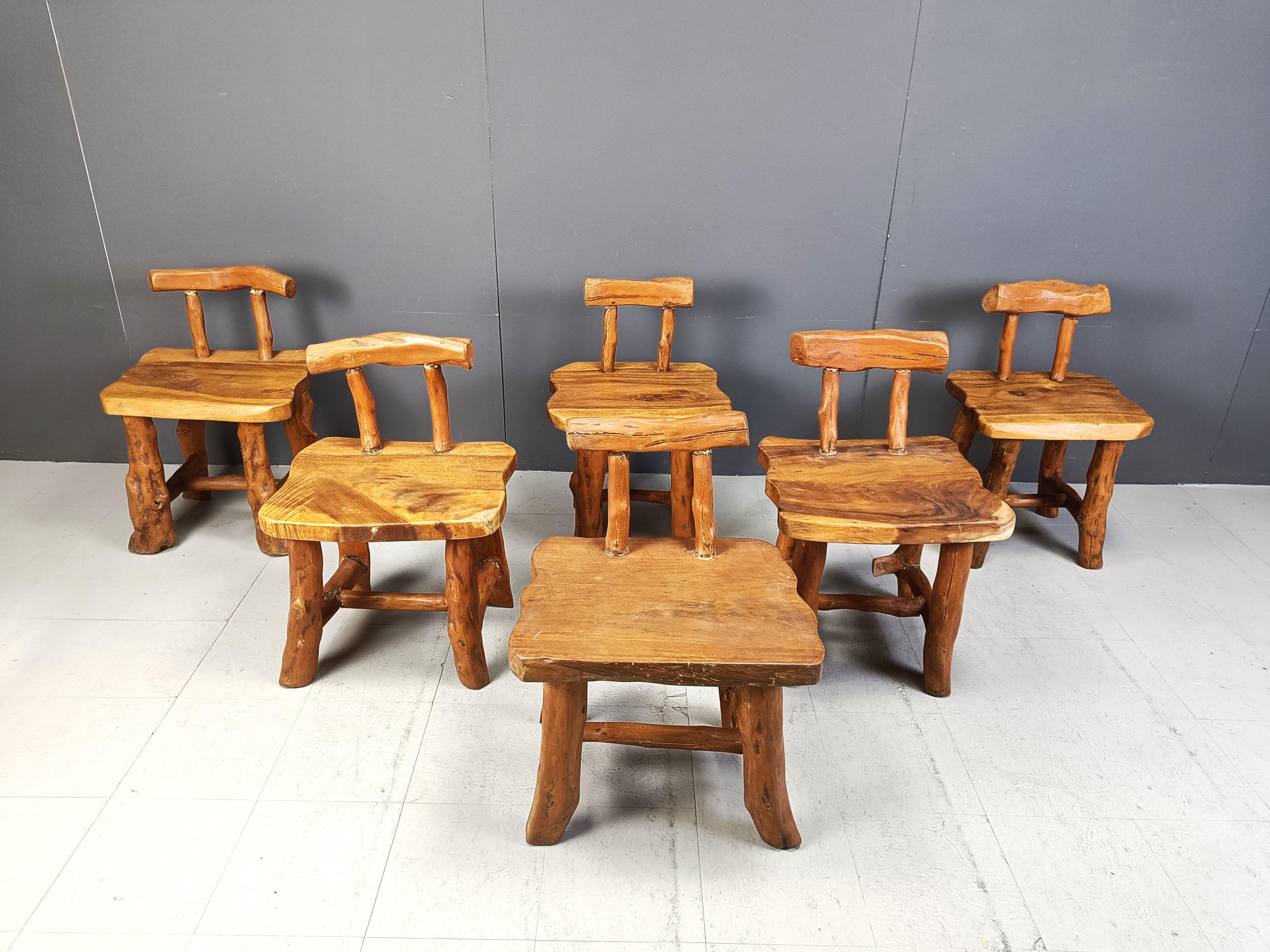 Brutalismo Set di 6 sedie da pranzo brutaliste, anni '60 in vendita