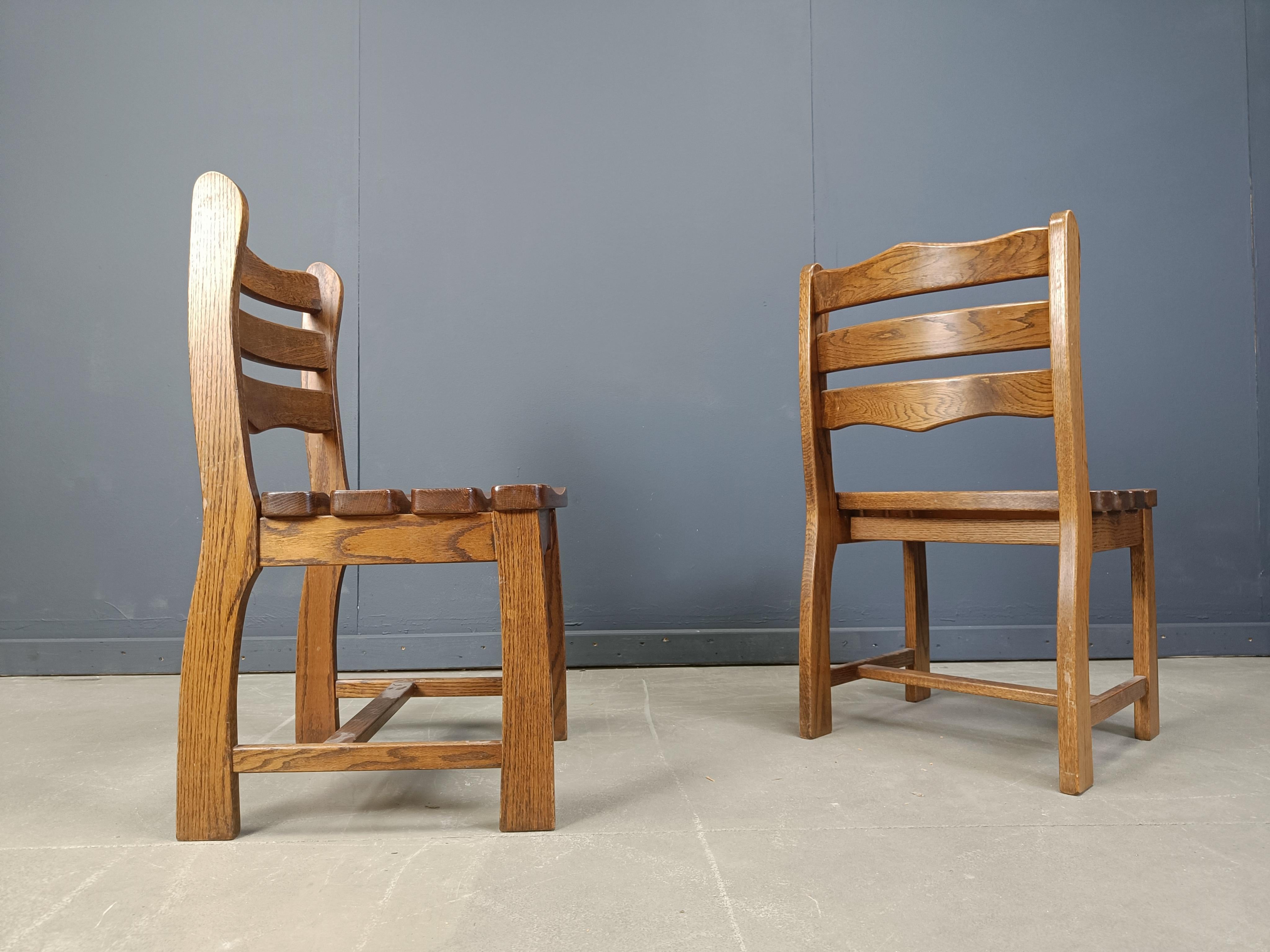 Brutalist Set of 6 brutalist dining chairs, 1960s