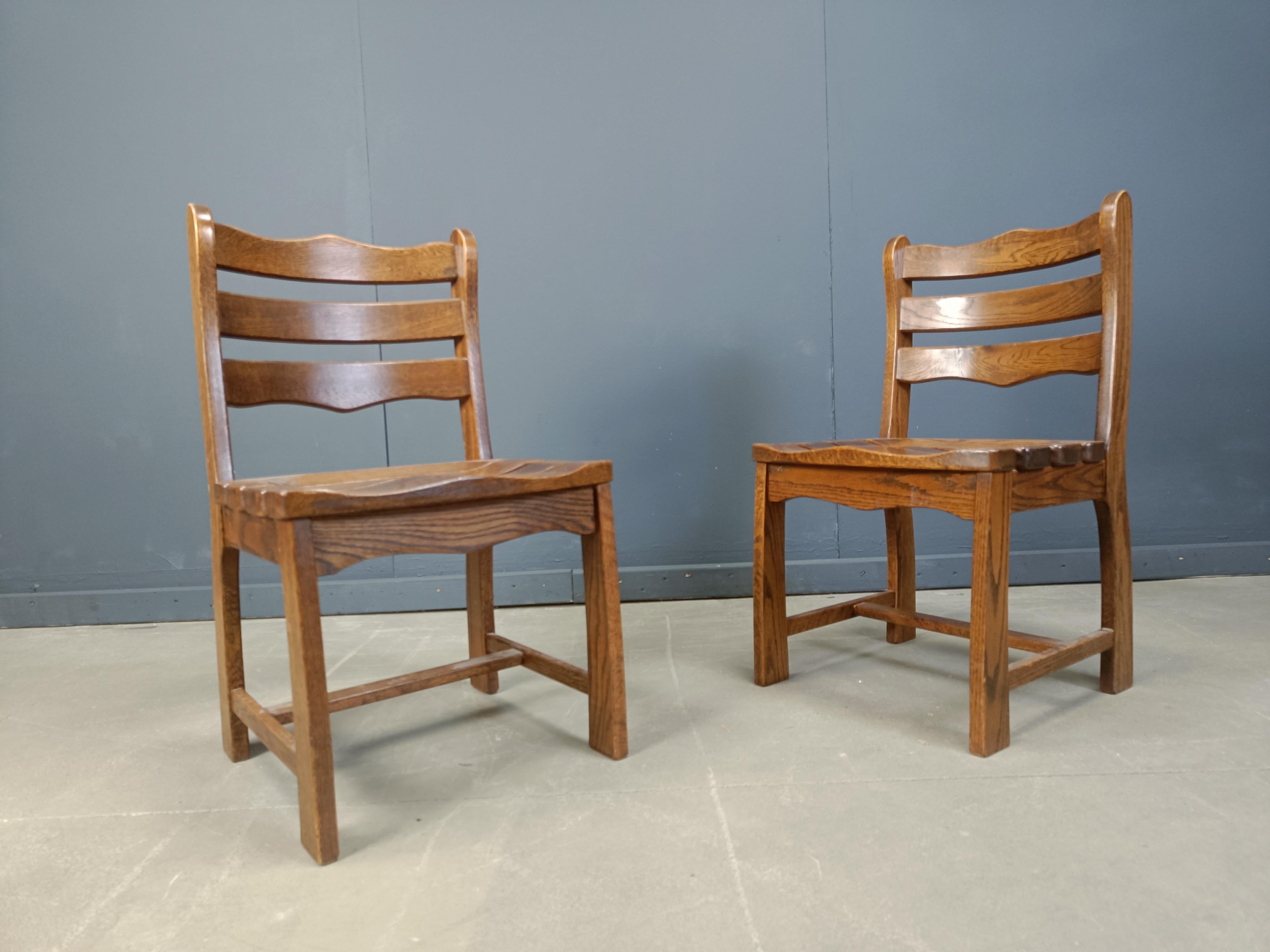 Belgian Set of 6 brutalist dining chairs, 1960s