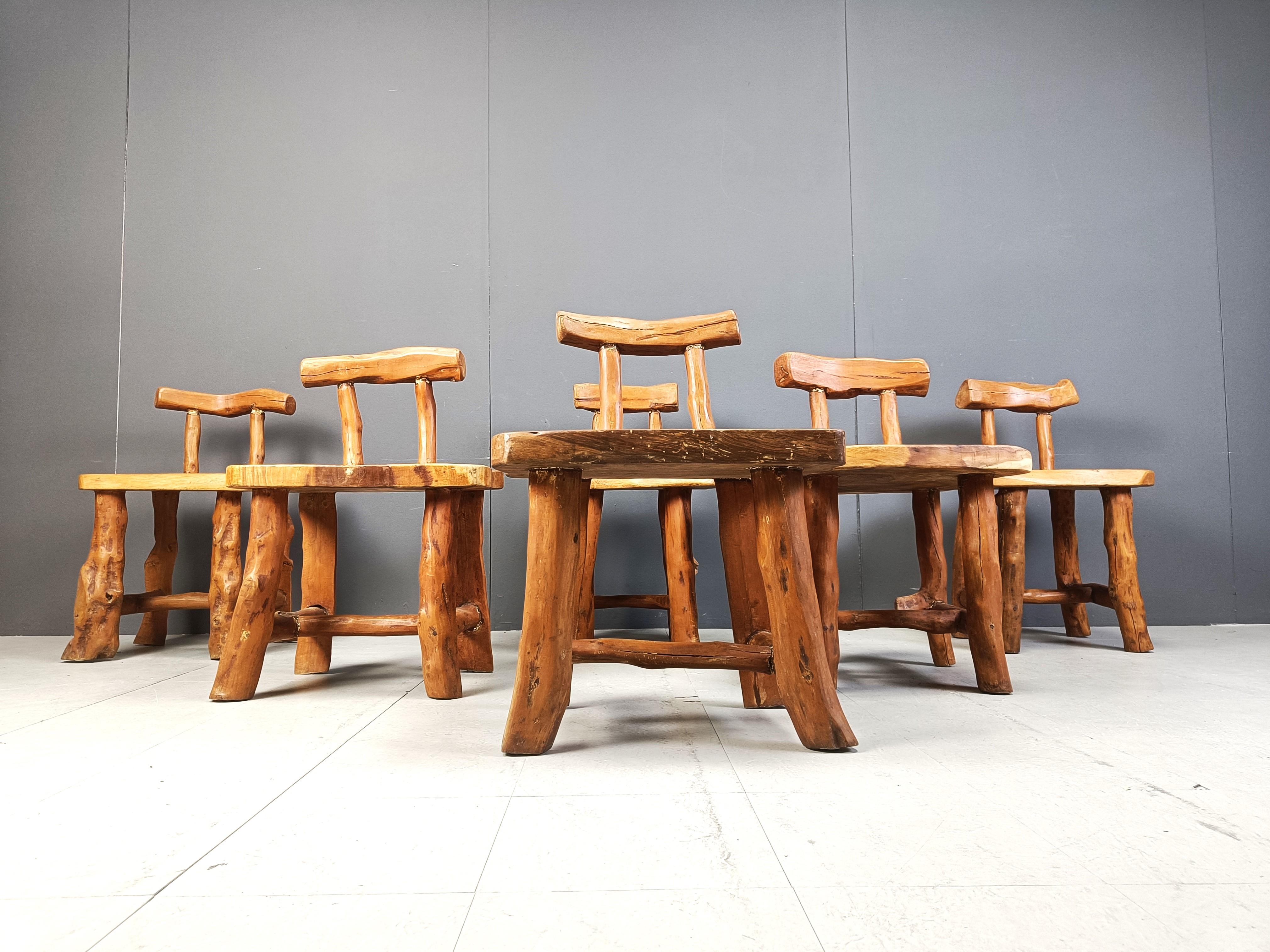 Set di 6 sedie da pranzo brutaliste, anni '60 In condizioni buone in vendita a Leuven, Vlaams Gewest