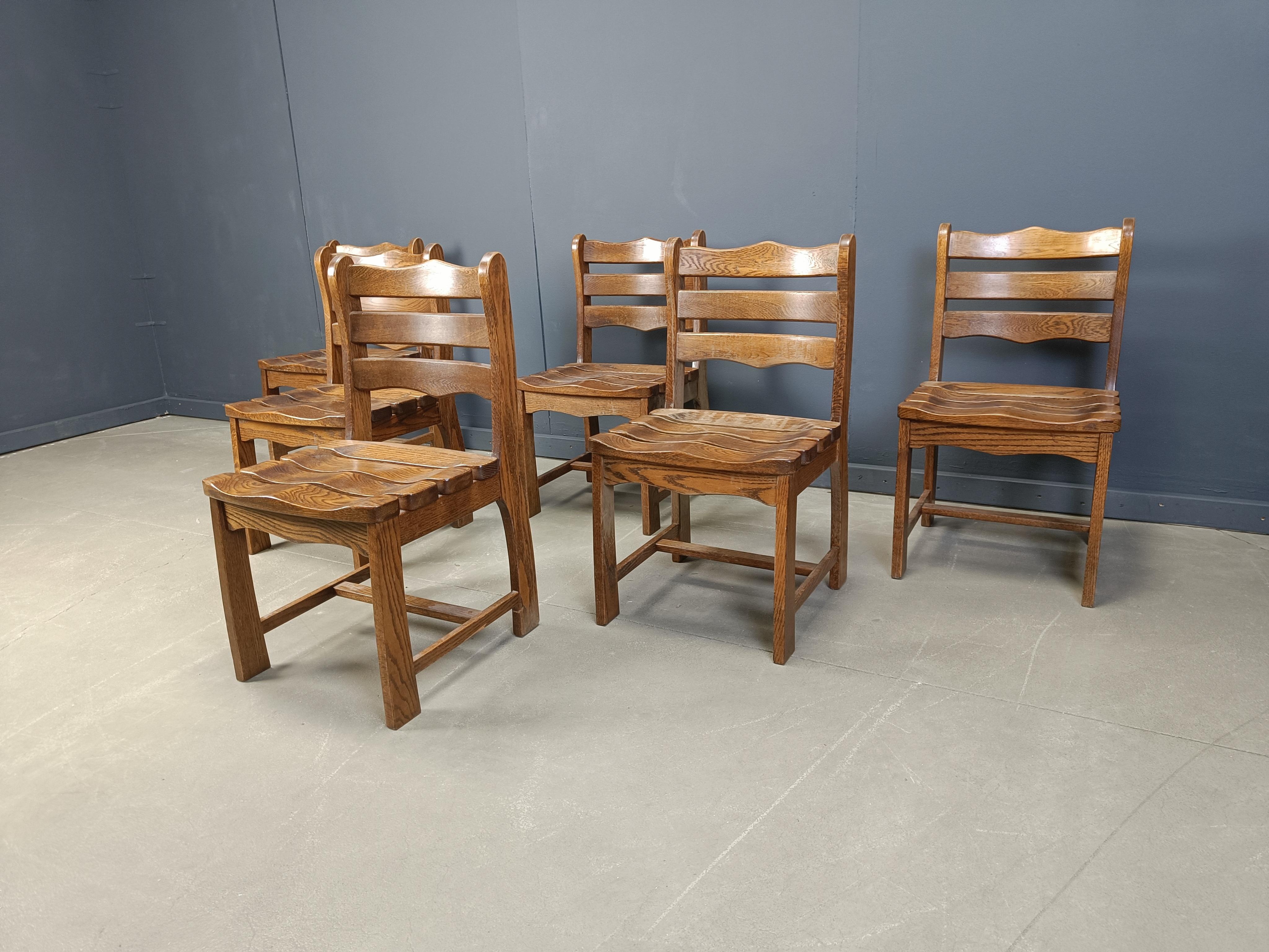Set of 6 brutalist dining chairs, 1960s In Good Condition In Leuven, Vlaams Gewest