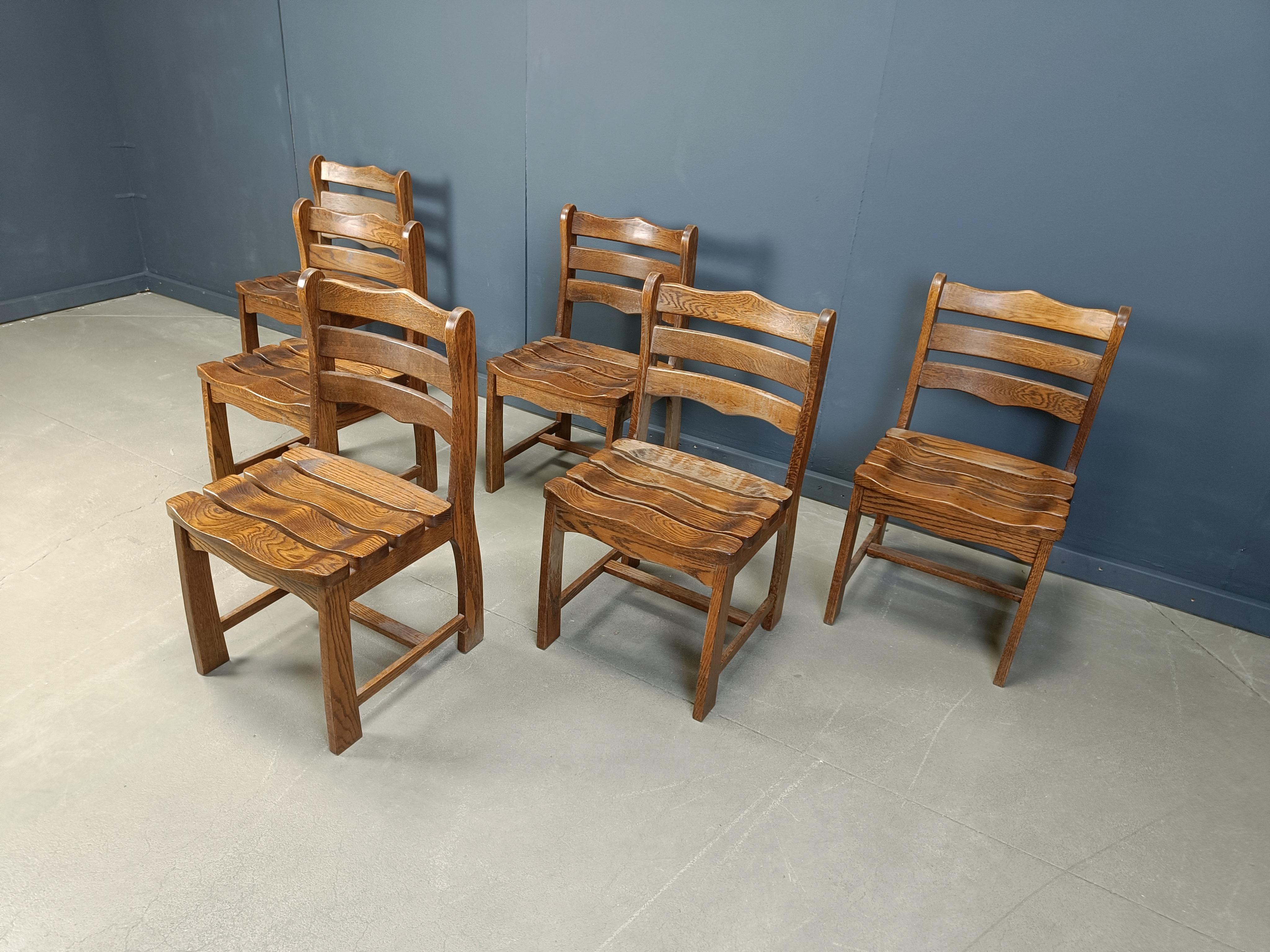 Mid-20th Century Set of 6 brutalist dining chairs, 1960s