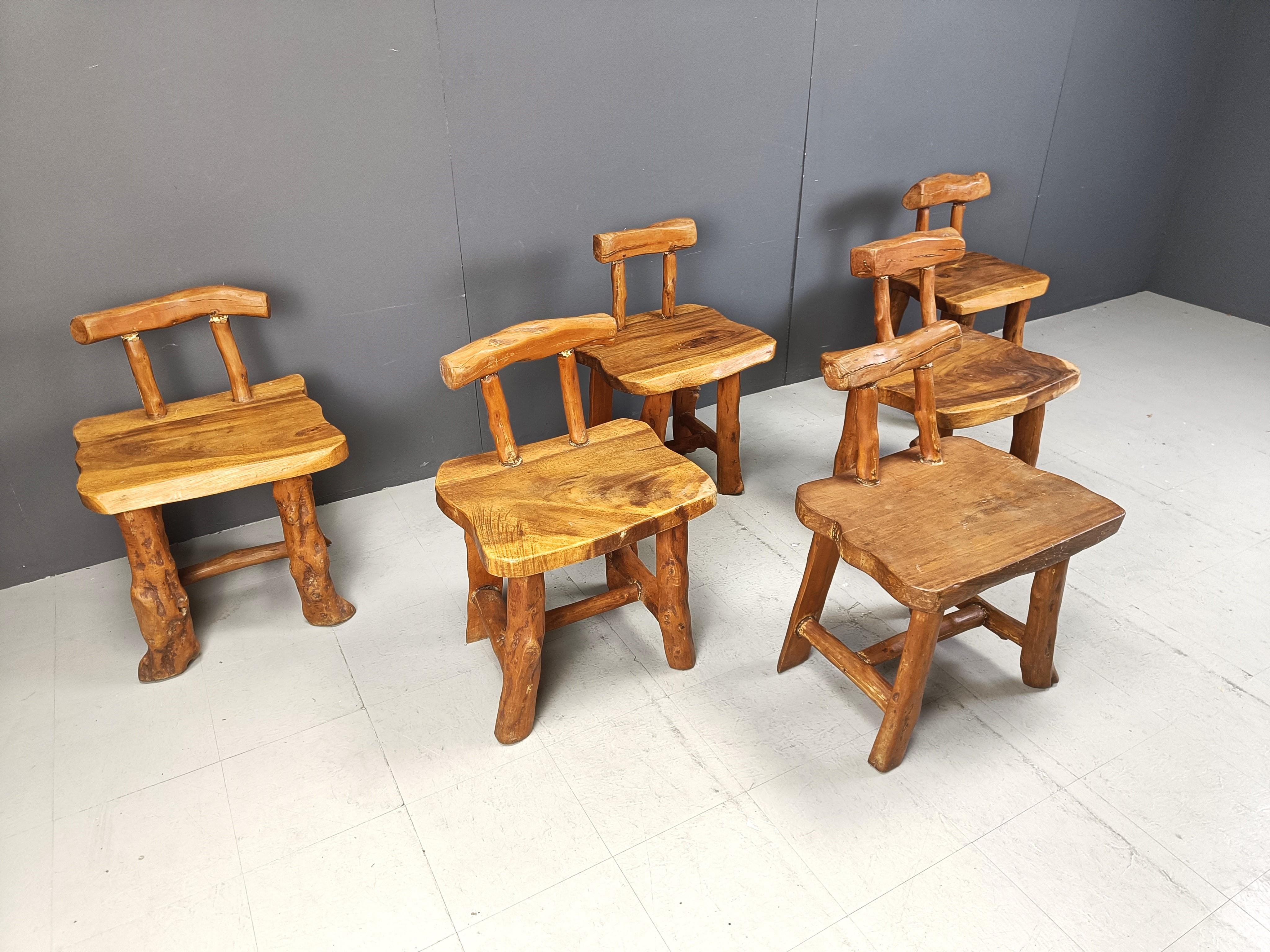 Quercia Set di 6 sedie da pranzo brutaliste, anni '60 in vendita