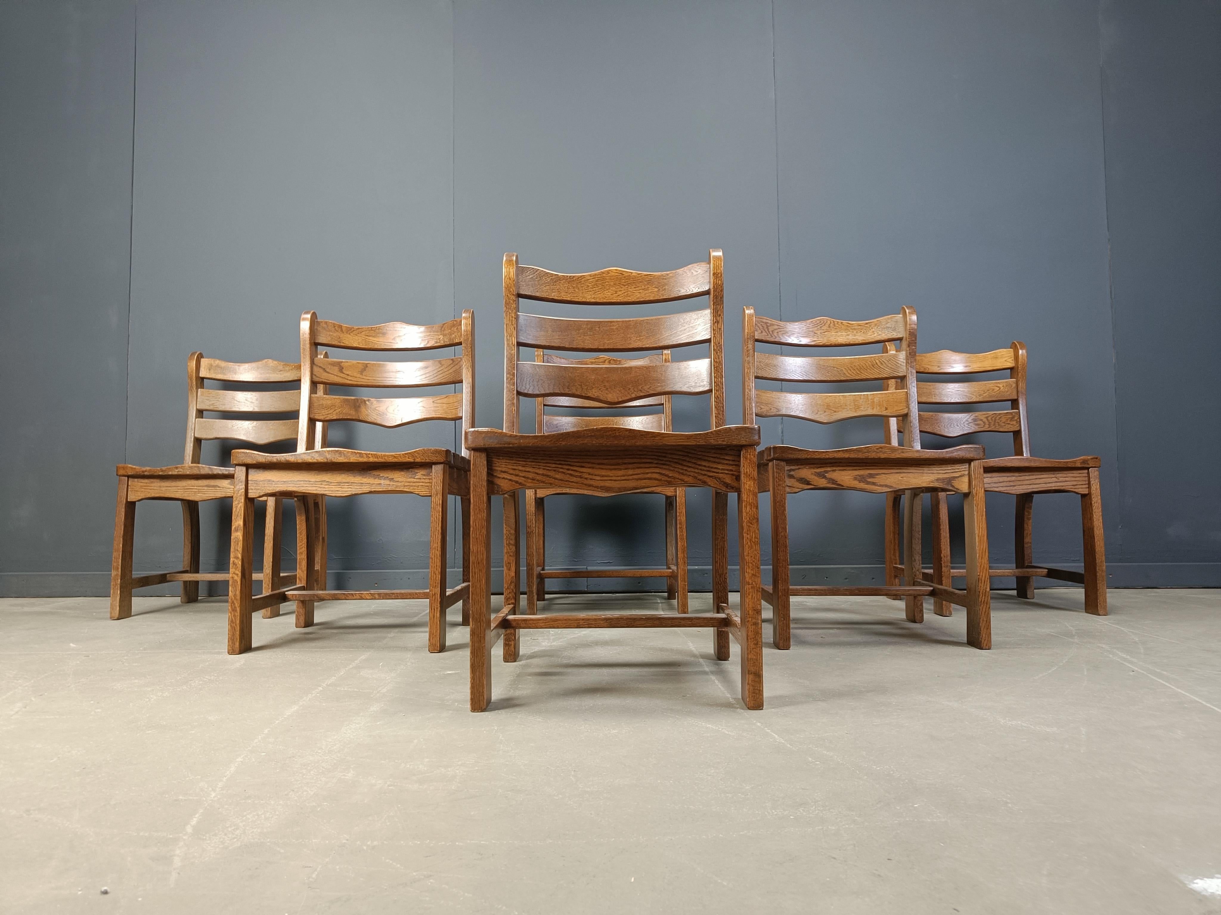 Set of 6 brutalist dining chairs, 1960s 1