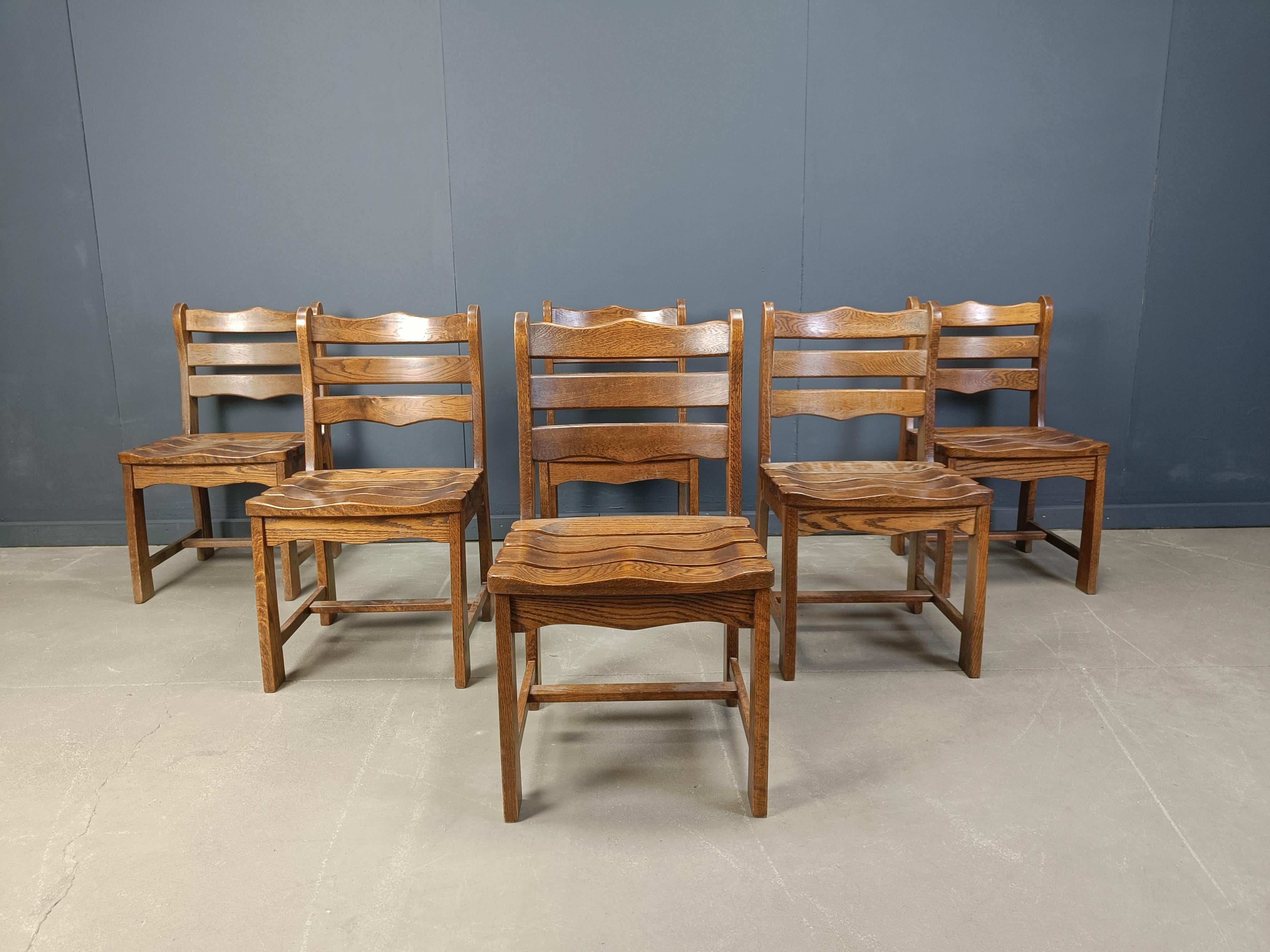 Set of 6 brutalist dining chairs, 1960s 2