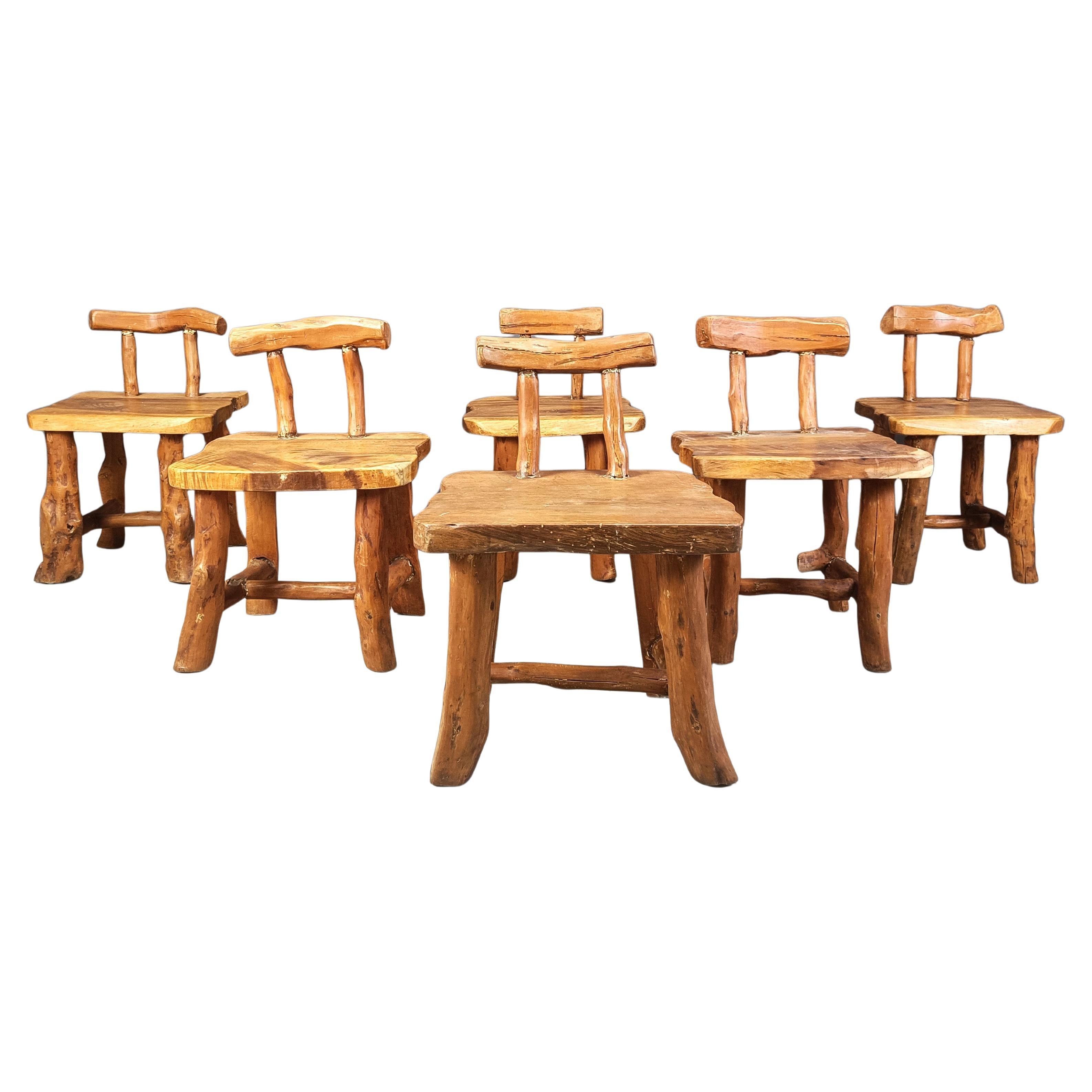 Set of 6 brutalist dining chairs, 1960s