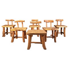 Set of 6 brutalist dining chairs, 1960s