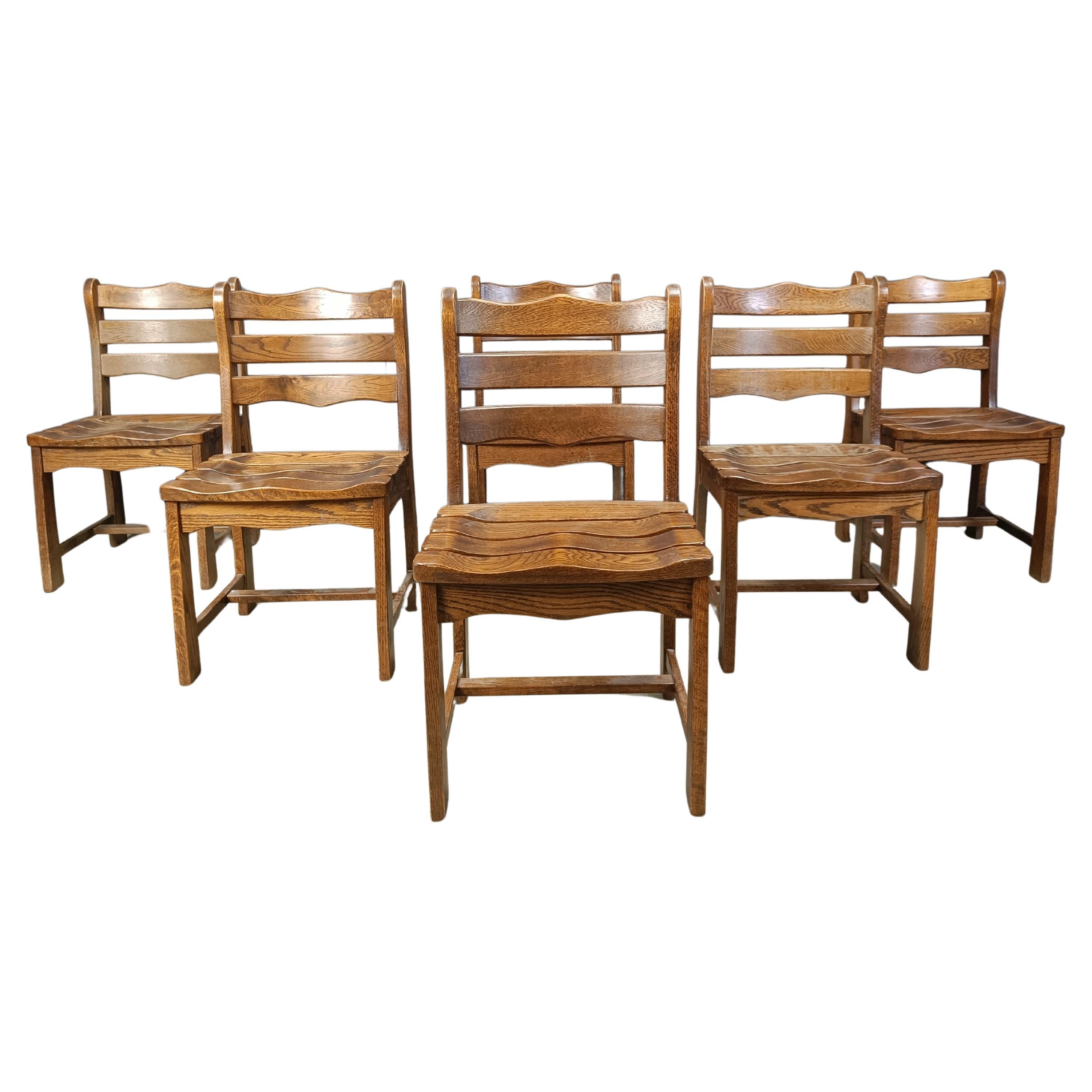 Set of 6 brutalist dining chairs, 1960s