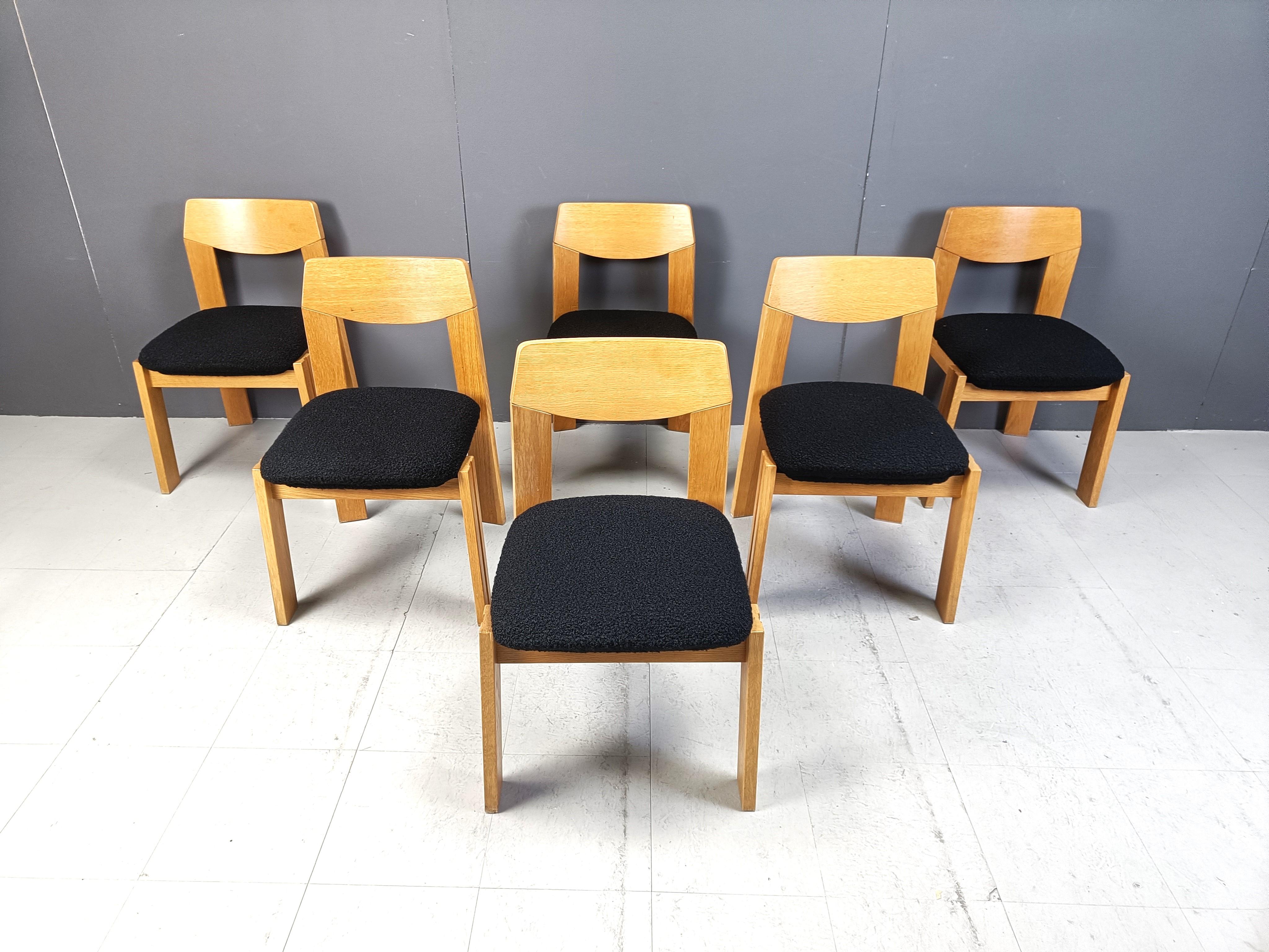 Brutalismo Set di 6 sedie da pranzo brutaliste, anni '70 in vendita