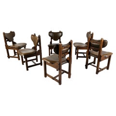 Set of 6 brutalist dining chairs, 1970s