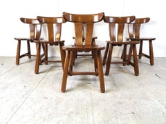 Set of 6 brutalist dining chairs by Depuydt, Belgium, 1960s