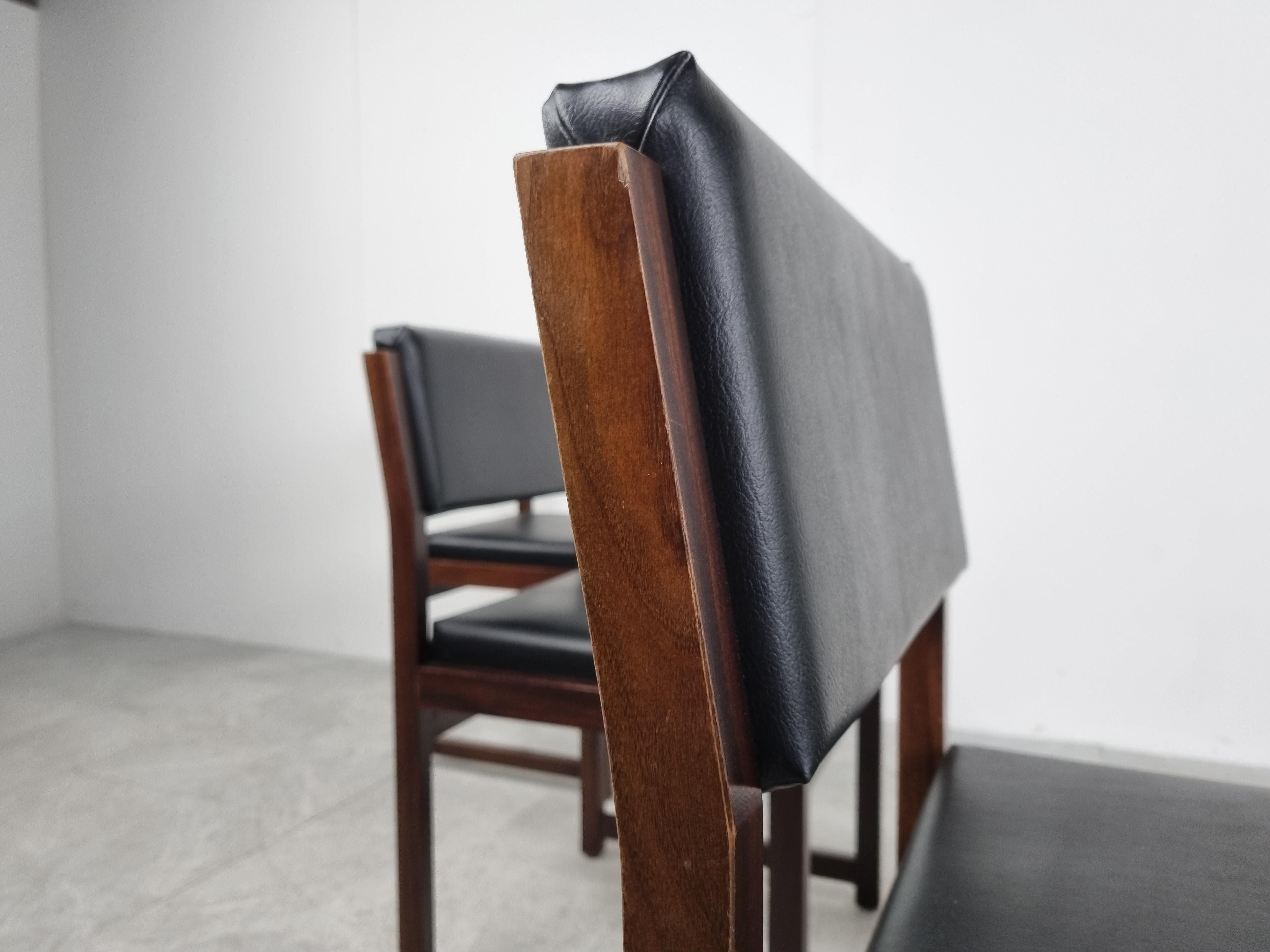Set of 6 Brutalist Dining Chairs by Emiel Veranneman for Decoene, 1970s For Sale 1