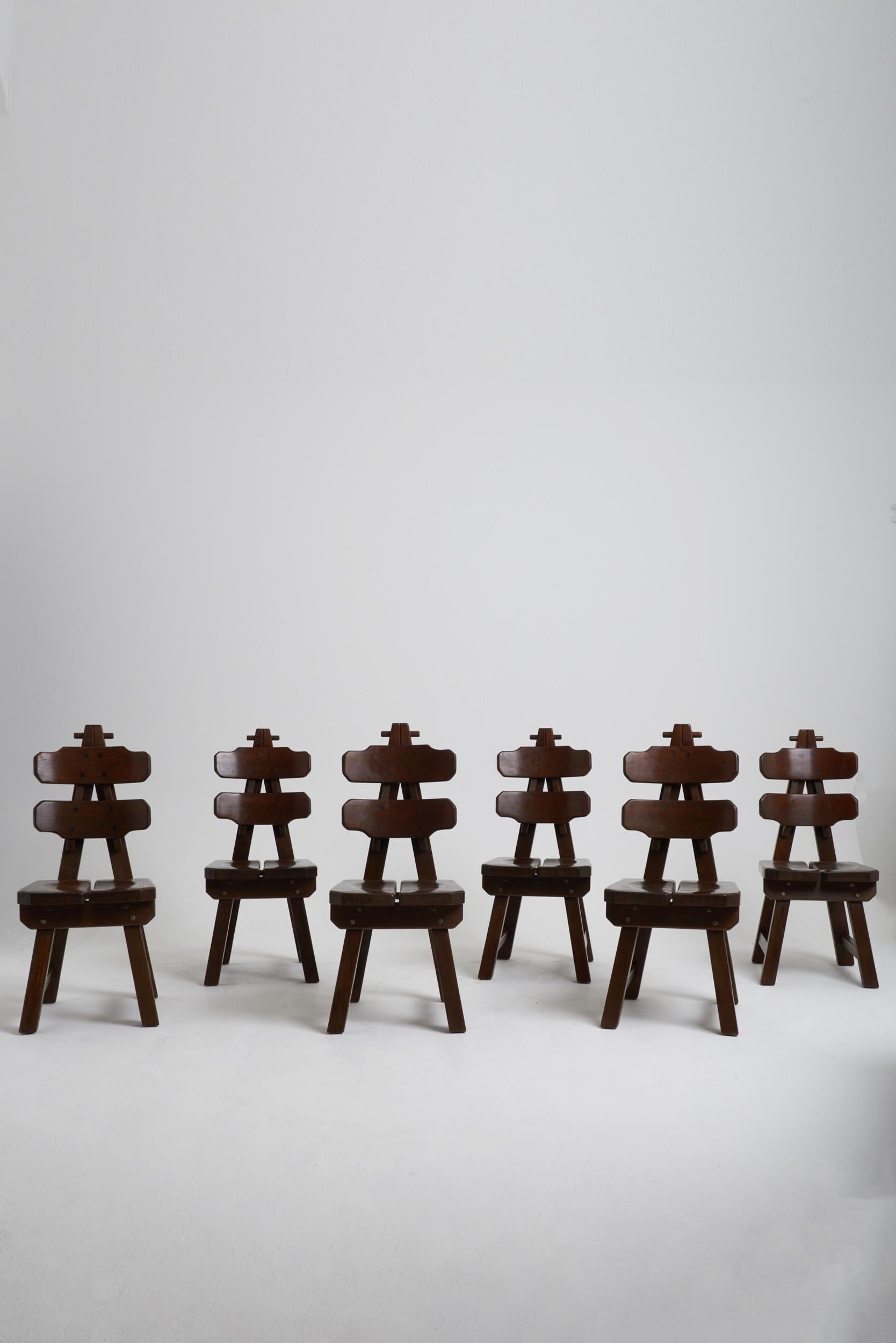 Set of 6 Brutalist Dining Chairs In Good Condition For Sale In London, GB
