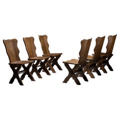Set of '6' Brutalist Dining Chairs, France, circa 1960