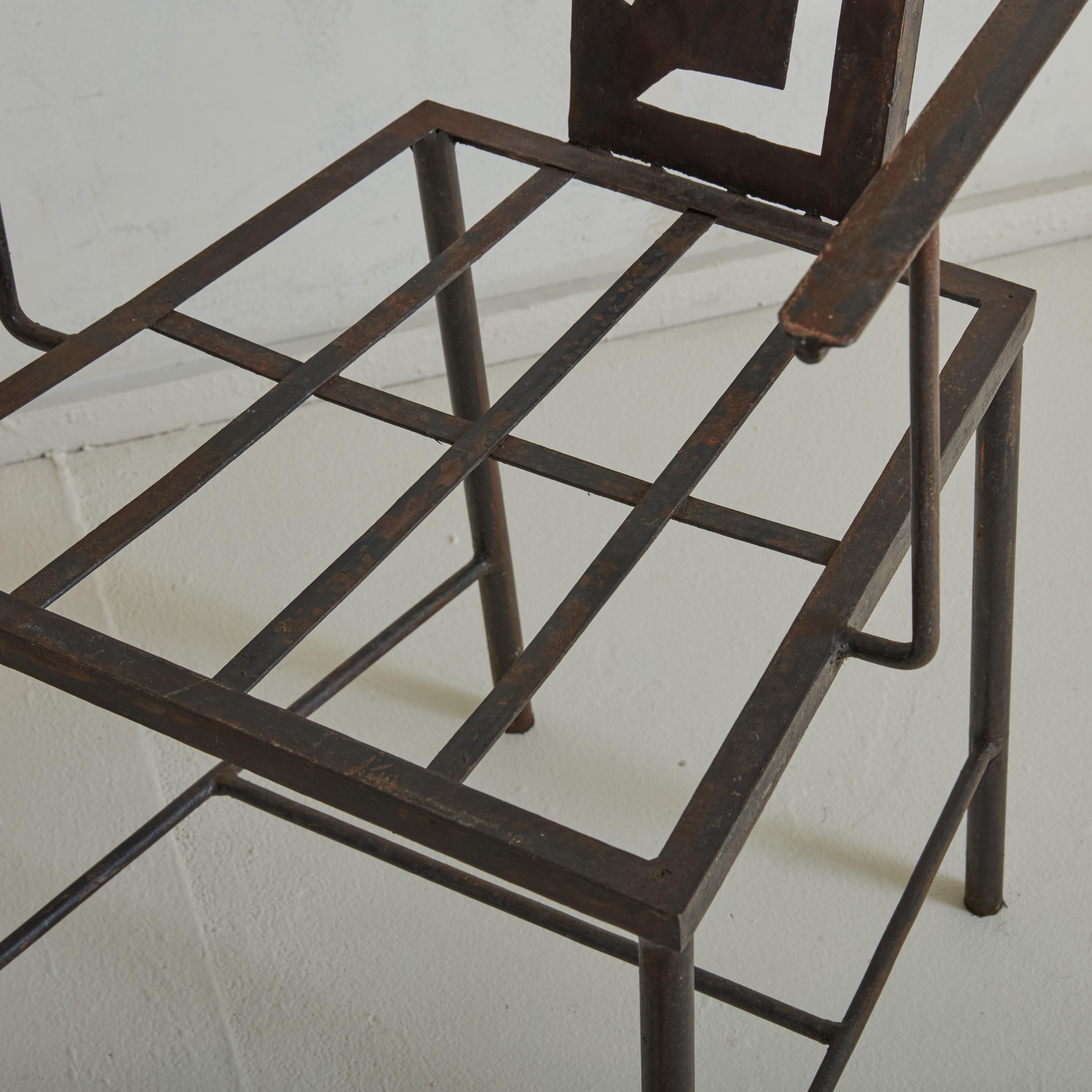 Set of 6 Brutalist Iron Dining Chairs  France 1970s For Sale 7