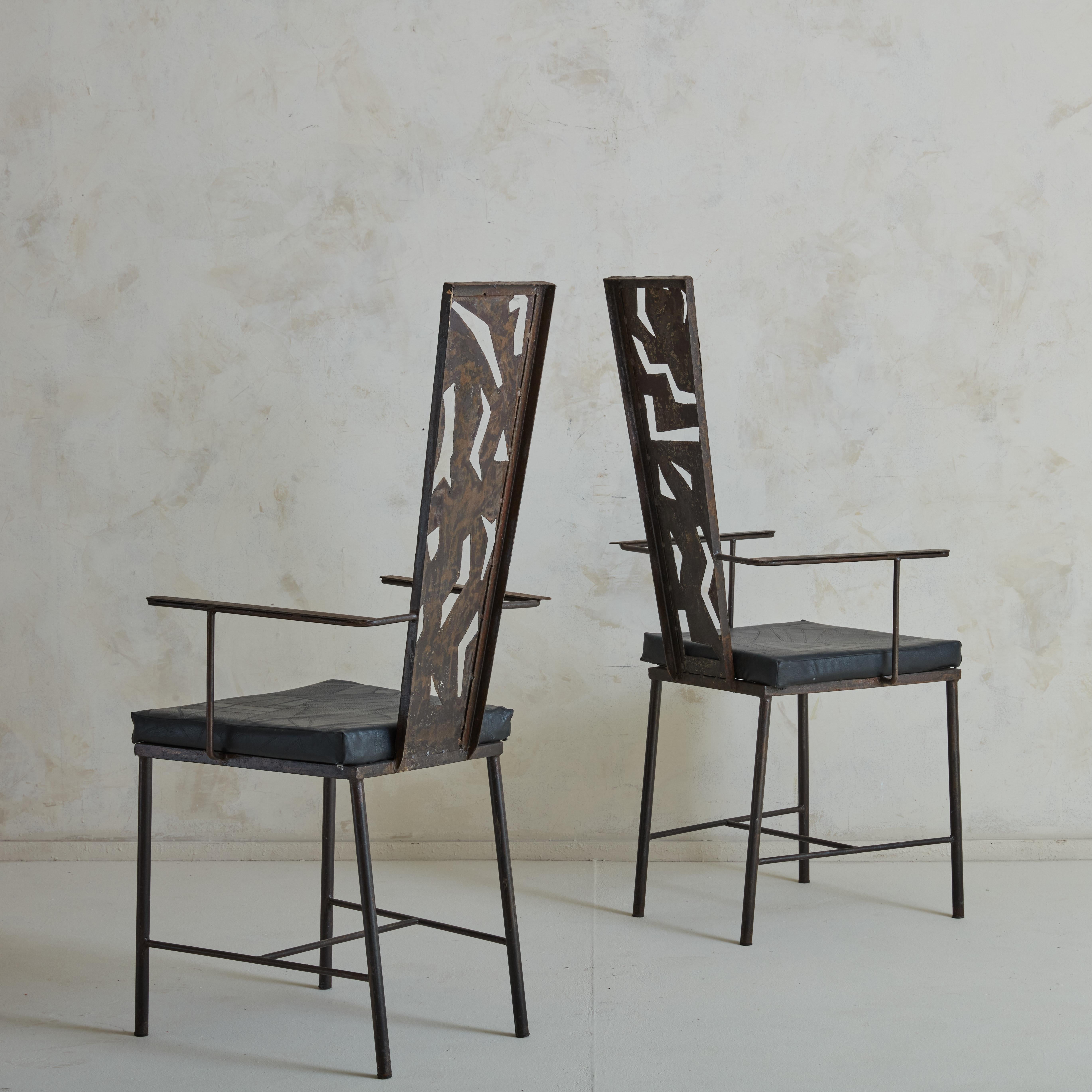 Late 20th Century Set of 6 Brutalist Iron Dining Chairs  France 1970s For Sale