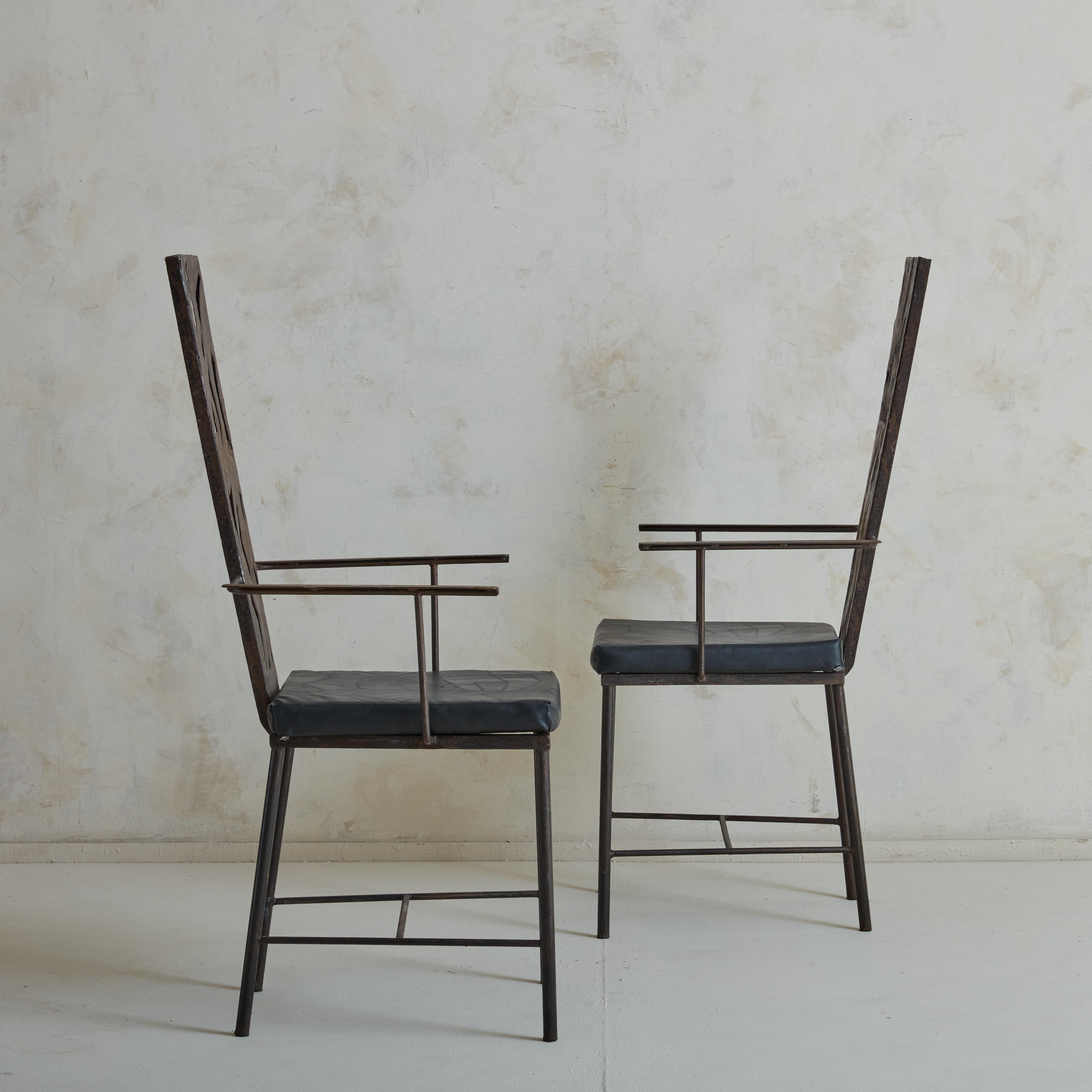 Set of 6 Brutalist Iron Dining Chairs  France 1970s For Sale 1