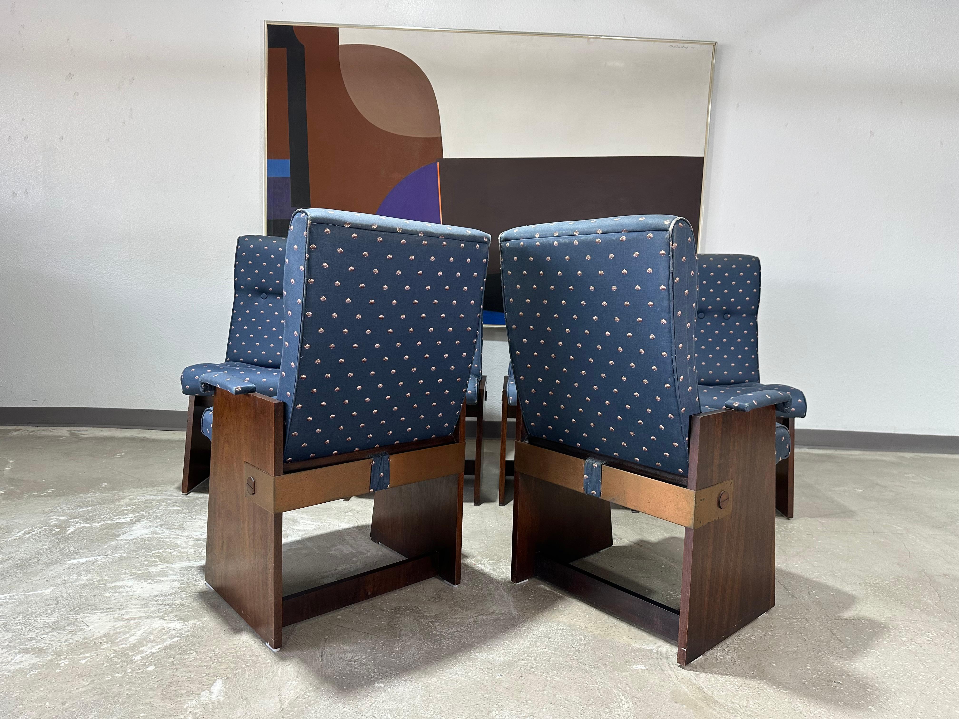 Satz von 6 Brutalist Mid Century Lane's Staccato Esszimmerstühlen (Furnier) im Angebot