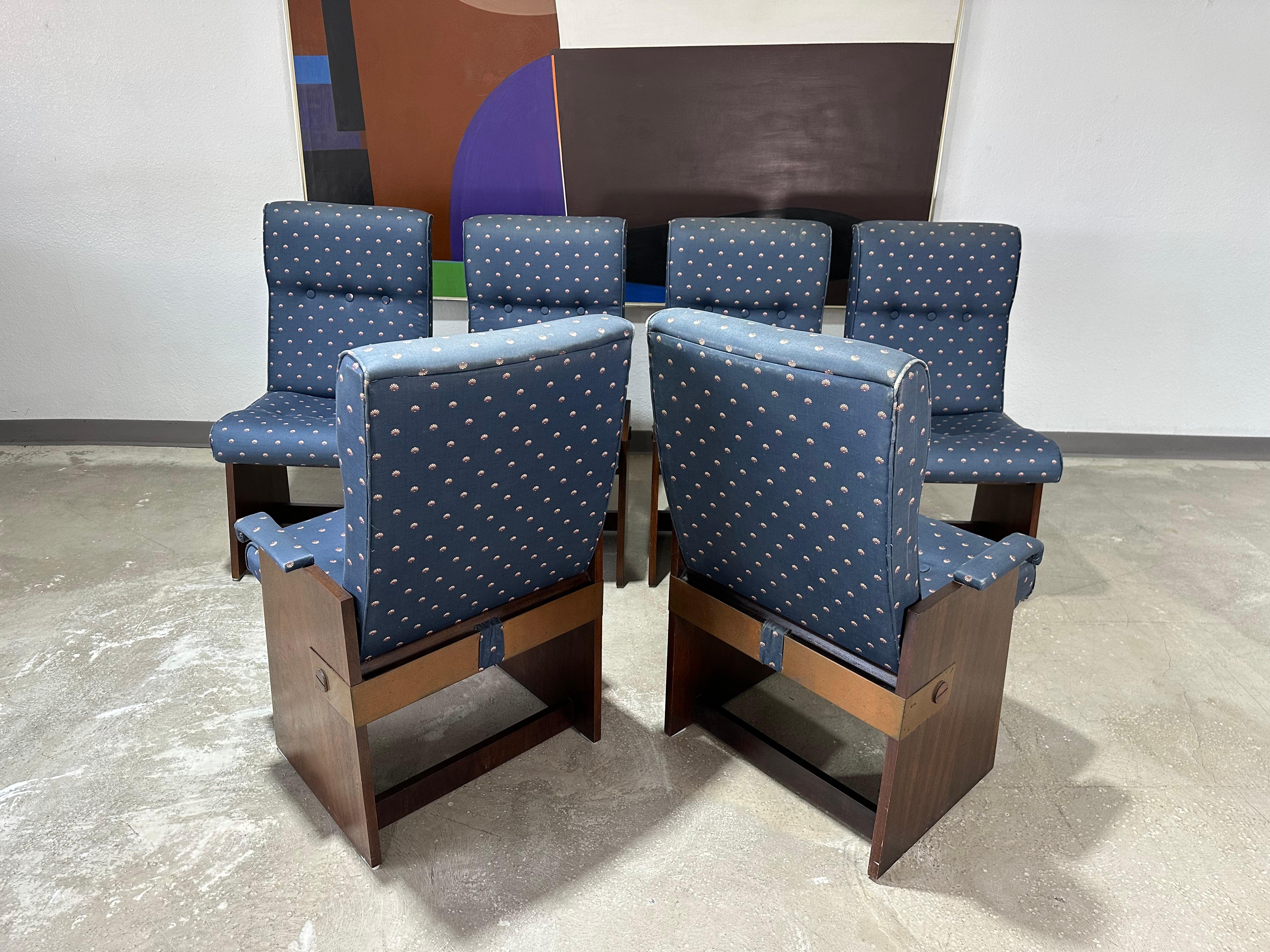 Satz von 6 Brutalist Mid Century Lane's Staccato Esszimmerstühlen im Zustand „Gut“ im Angebot in Lutz, FL