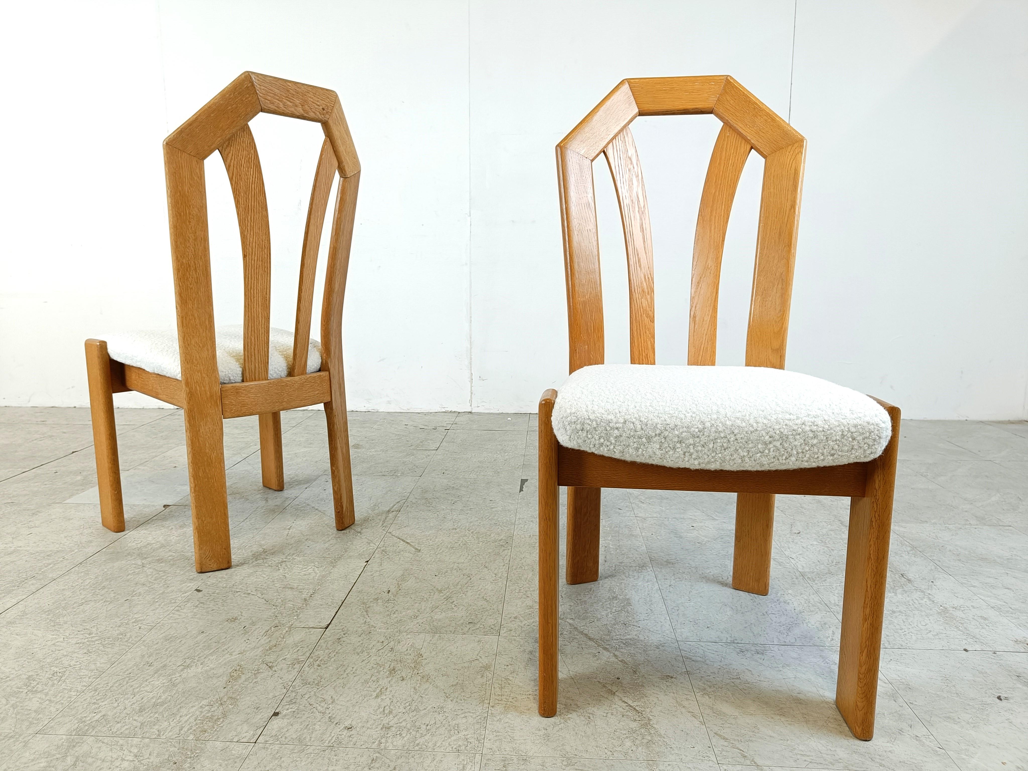Set of 6 brutalist oak dining chairs, 1970s For Sale 2