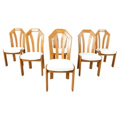 Set of 6 brutalist oak dining chairs, 1970s
