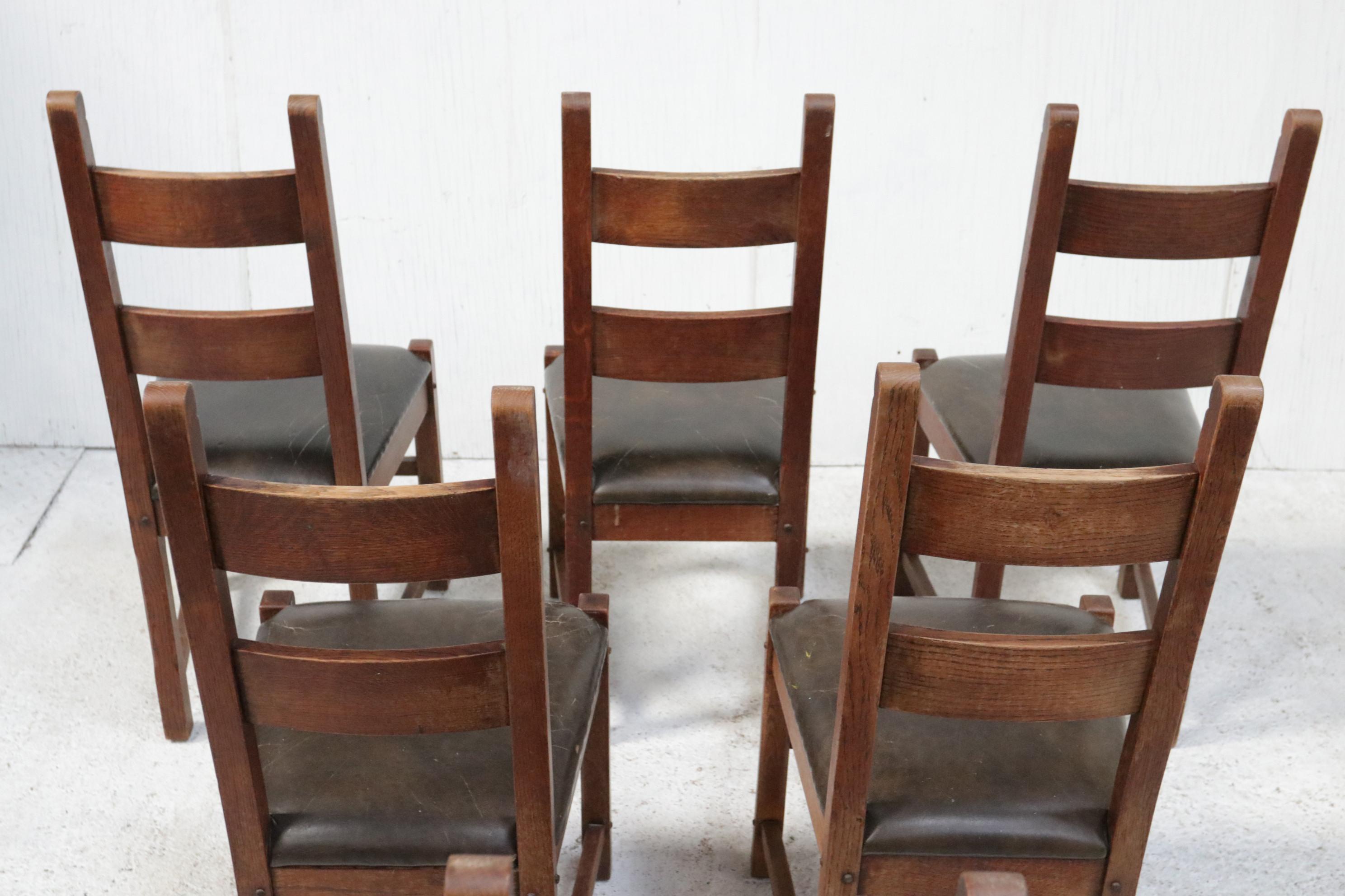 Set of 6 Brutalist Oak Raw Spanish Dining Chairs For Sale 5