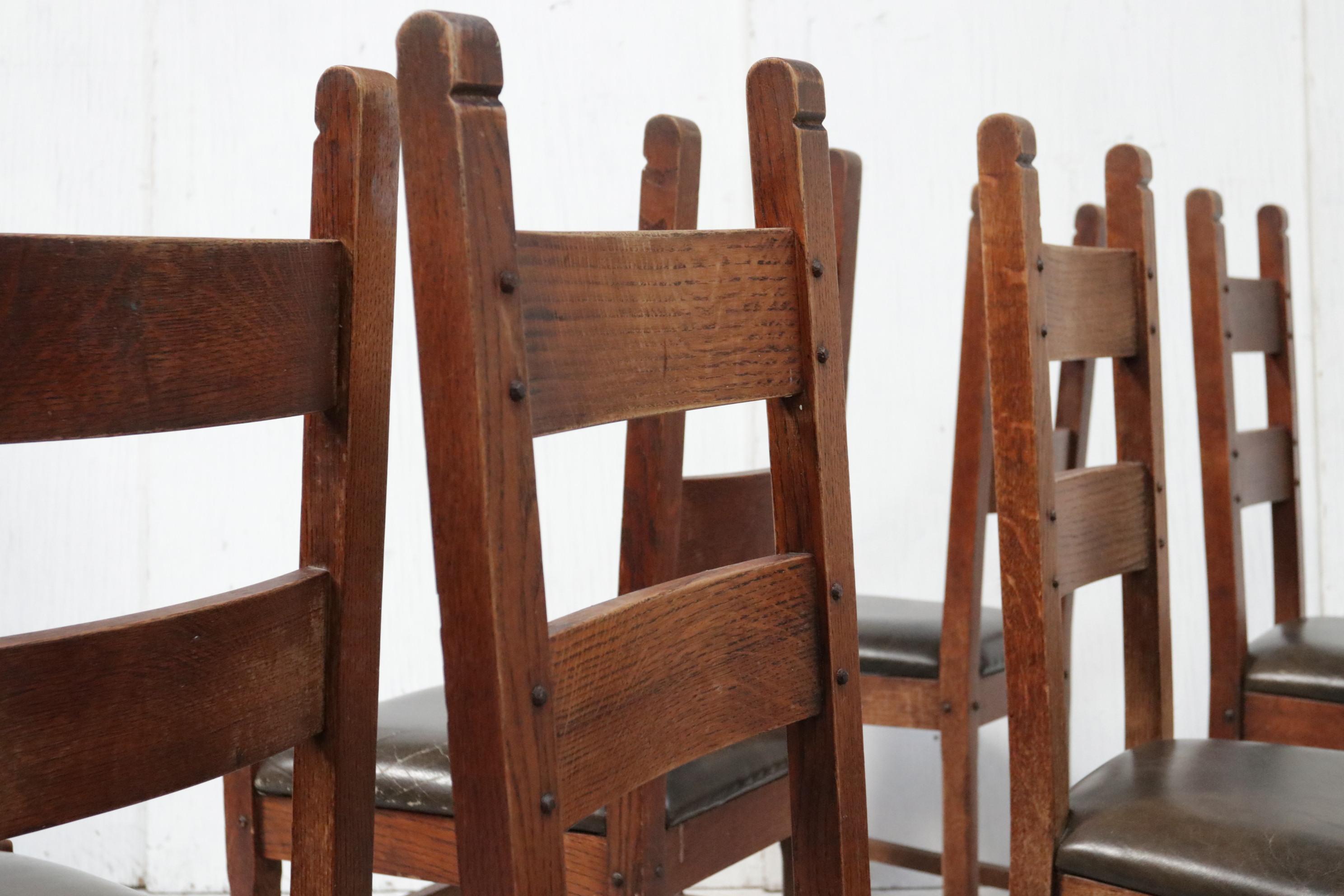 Set of 6 Brutalist Oak Raw Spanish Dining Chairs For Sale 7