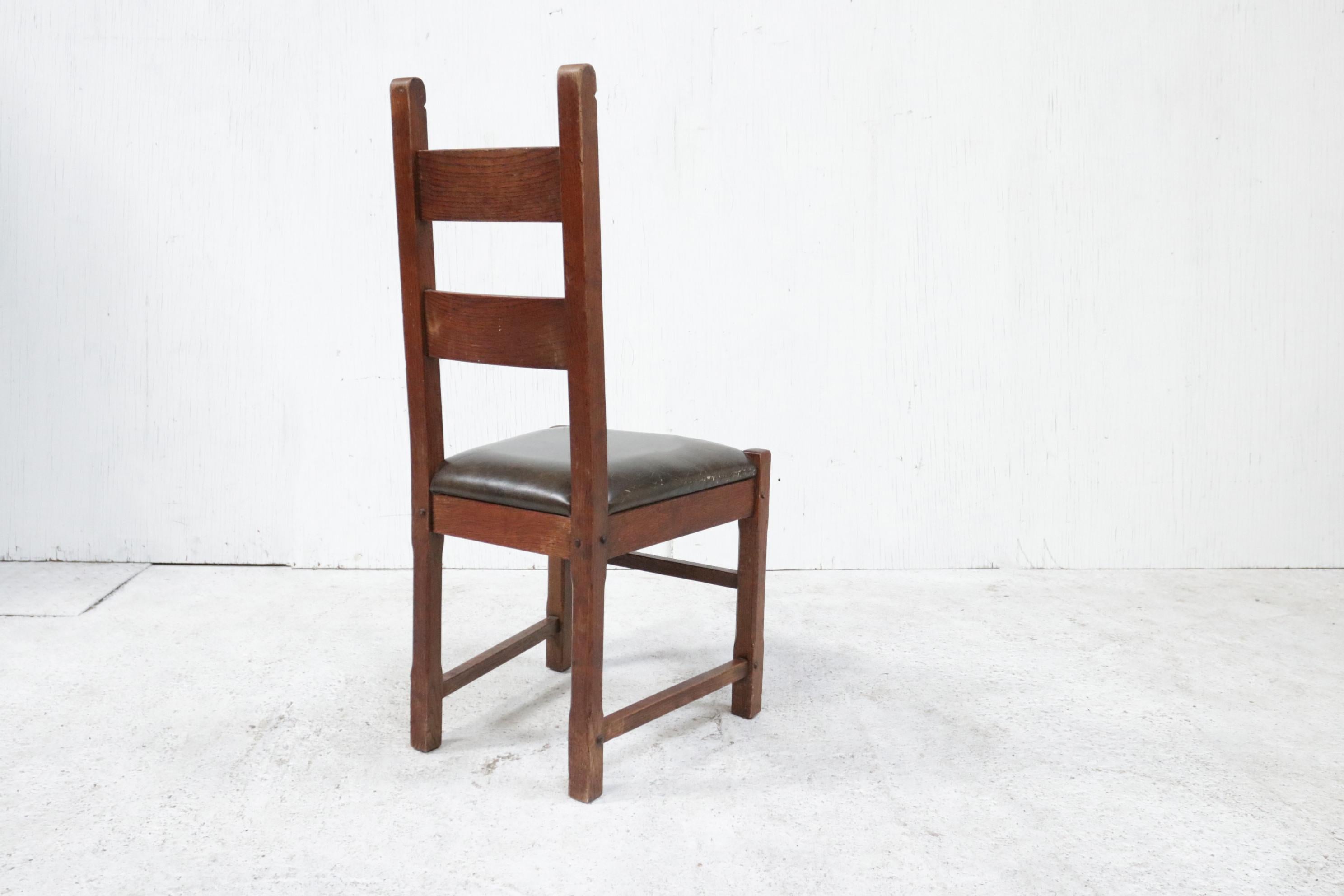 Set di 6 sedie da pranzo brutaliste in Oak grezzo spagnolo in vendita 9