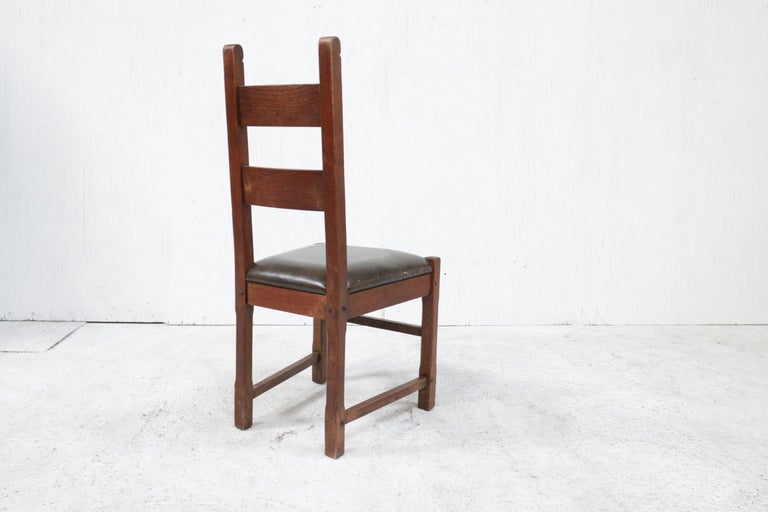 Set of 6 Brutalist Oak Raw Spanish Dining Chairs For Sale 13