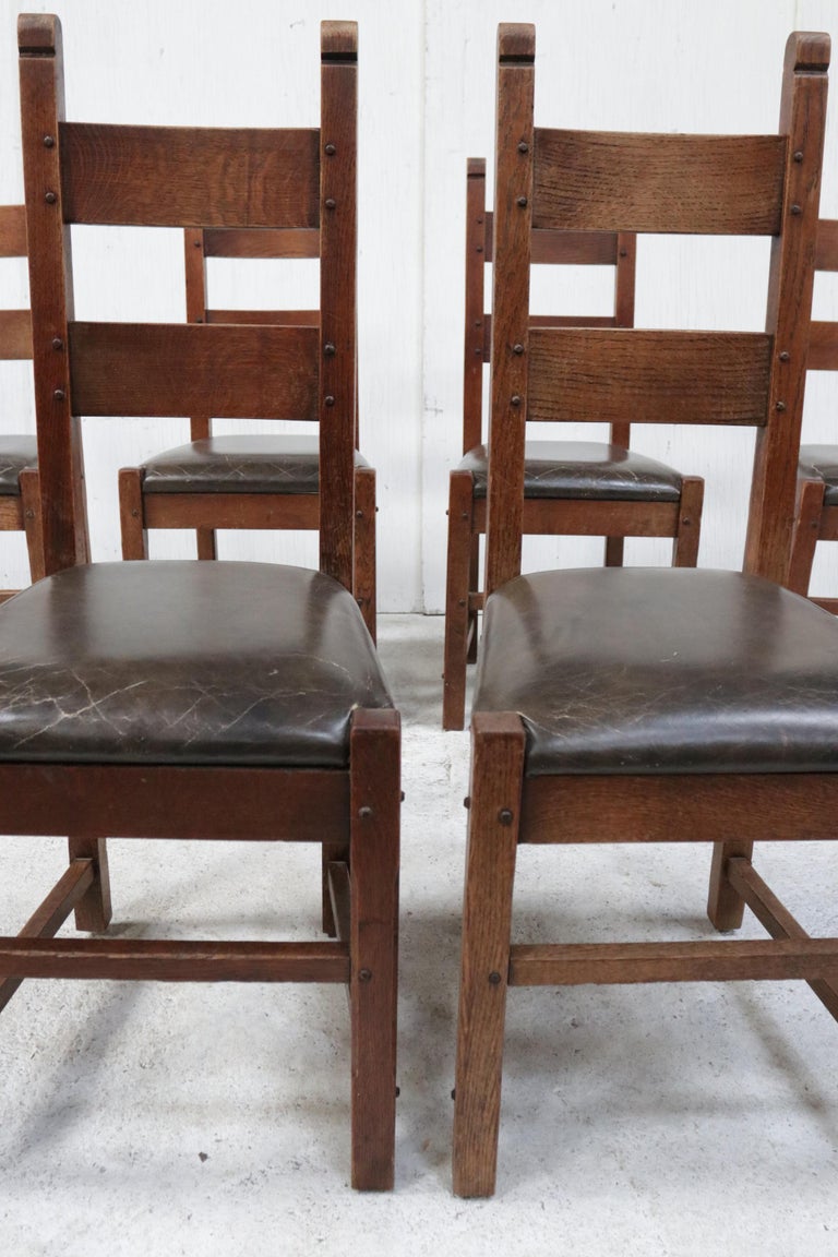 Set of 6 Brutalist Oak Raw Spanish Dining Chairs In Good Condition For Sale In Boven Leeuwen, NL