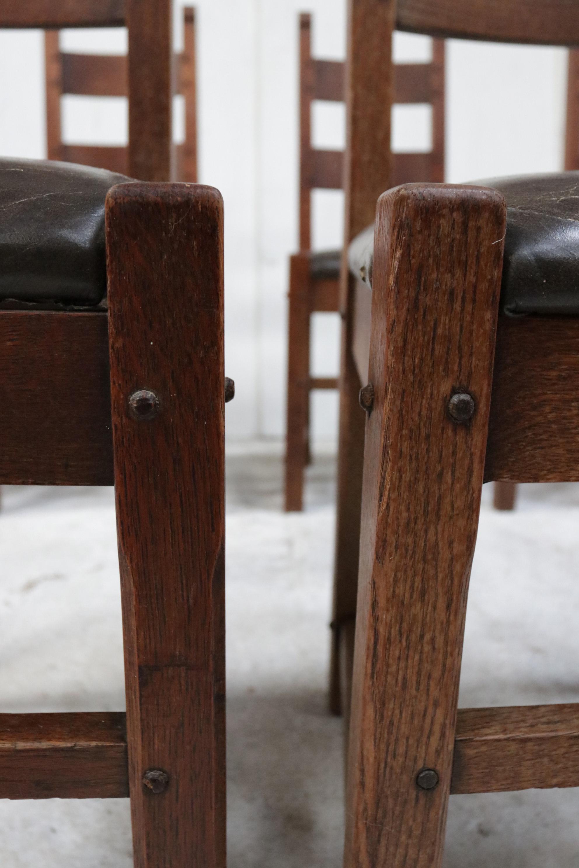 Late 20th Century Set of 6 Brutalist Oak Raw Spanish Dining Chairs For Sale