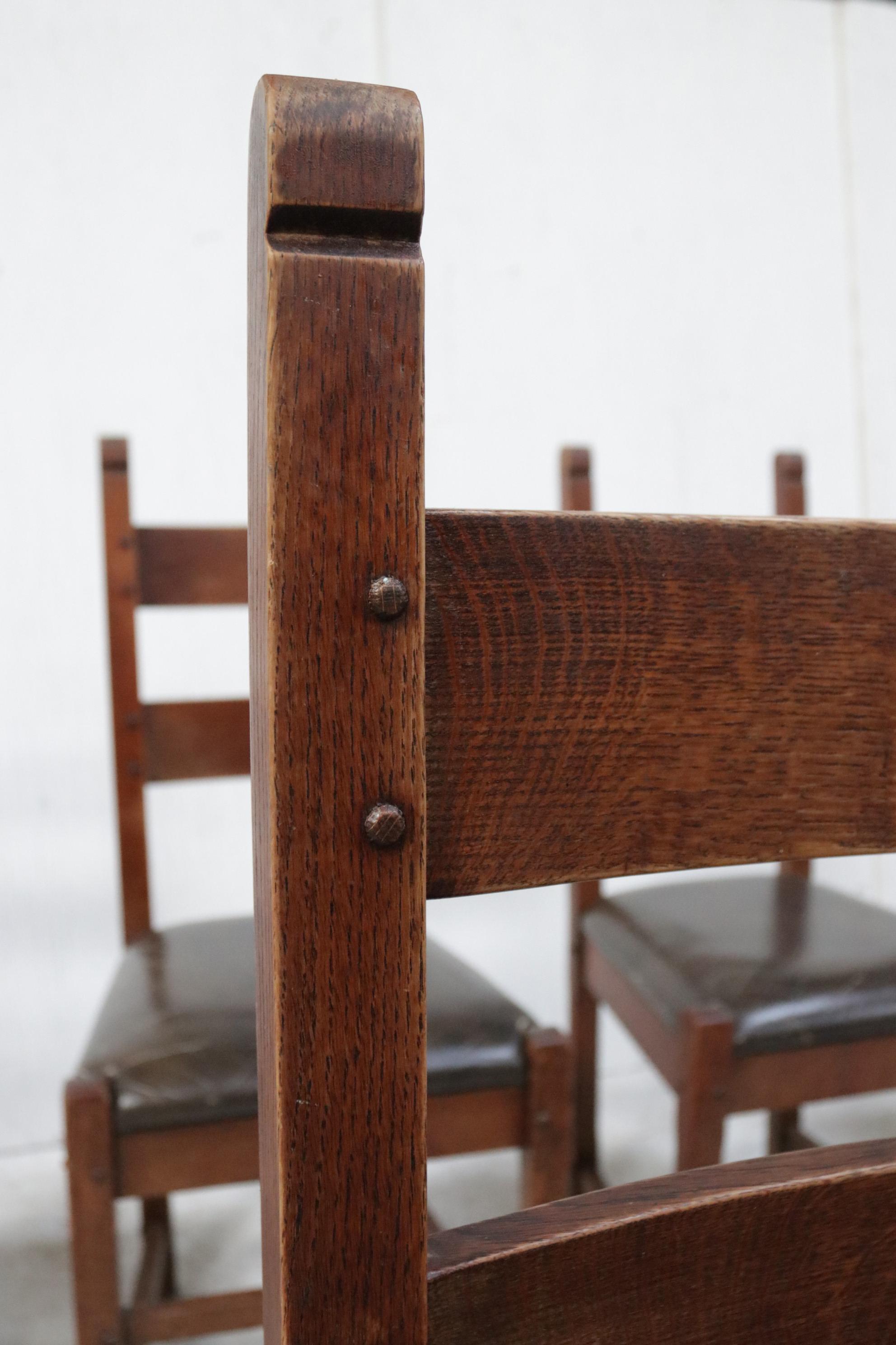 Late 20th Century Set of 6 Brutalist Oak Raw Spanish Dining Chairs For Sale