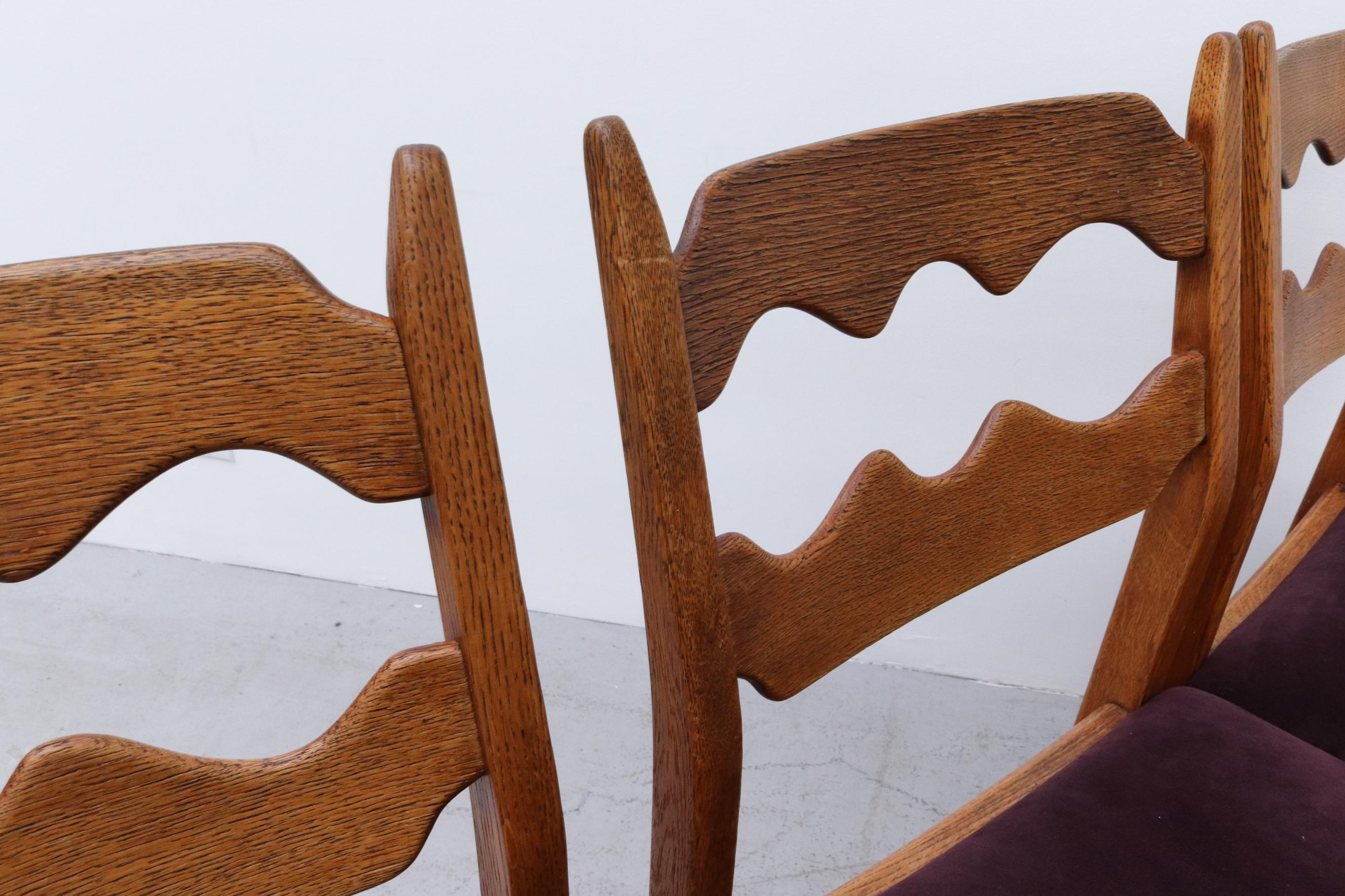 Set of 6 Brutalist Oak Razor Back Dining Chairs by Henning Kjaernulf 1