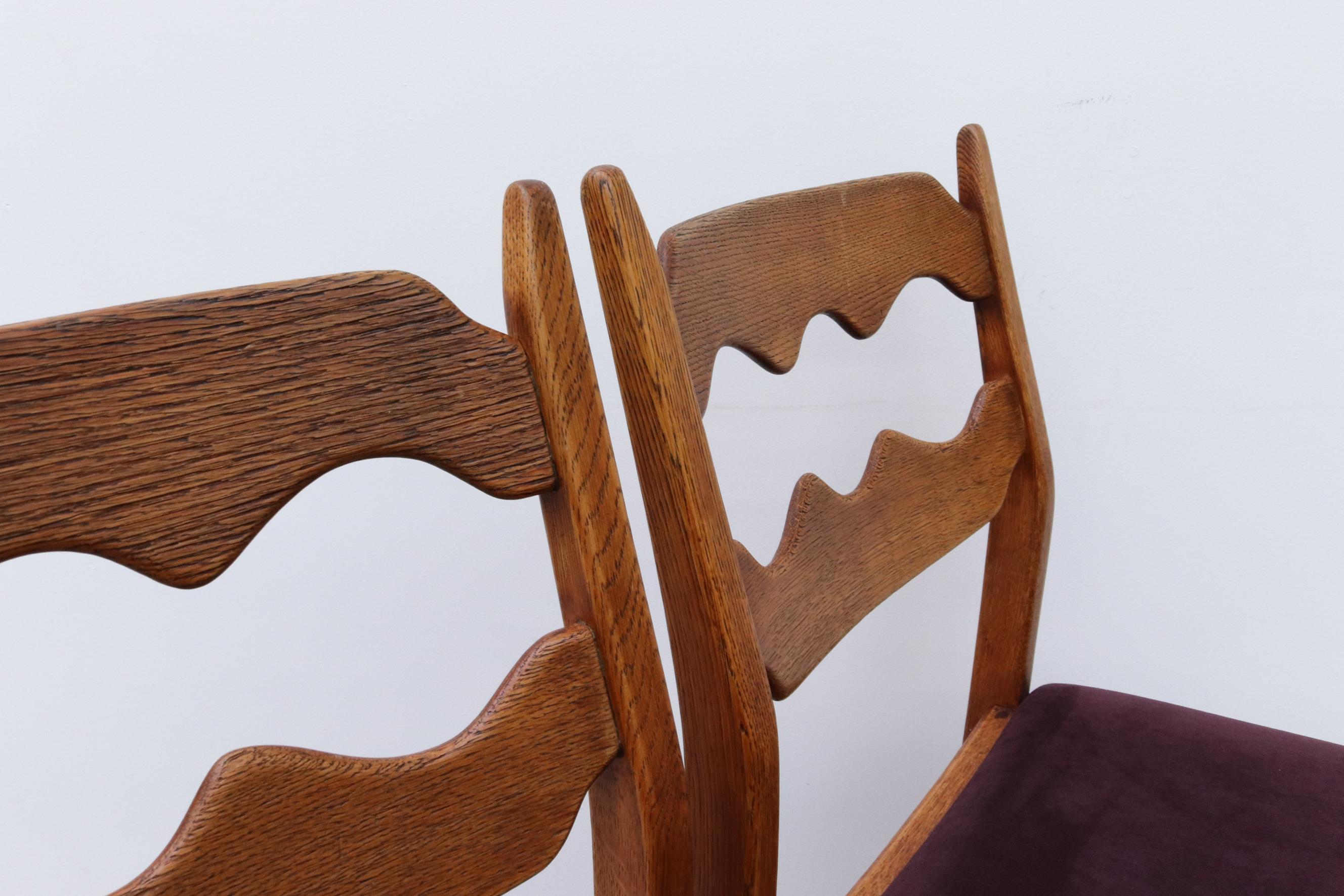 Set of 6 Brutalist Oak Razor Back Dining Chairs by Henning Kjaernulf 2