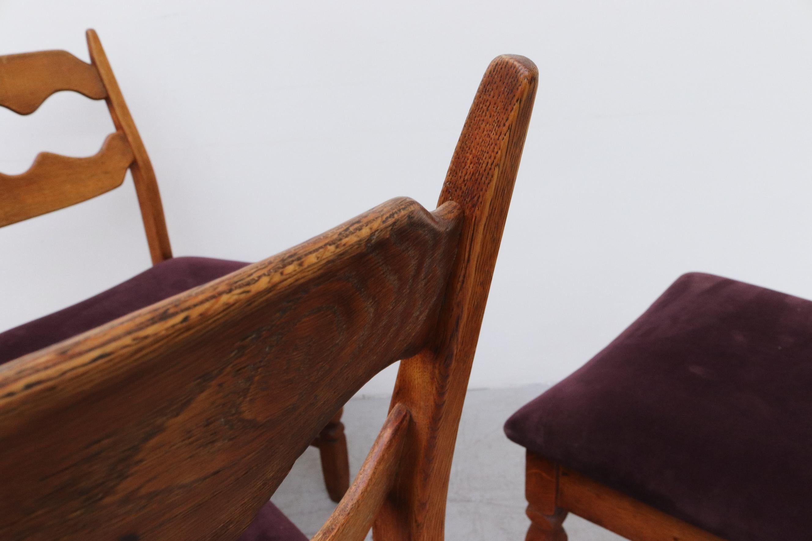 Set of 6 Brutalist Oak Razor Back Dining Chairs by Henning Kjaernulf 6
