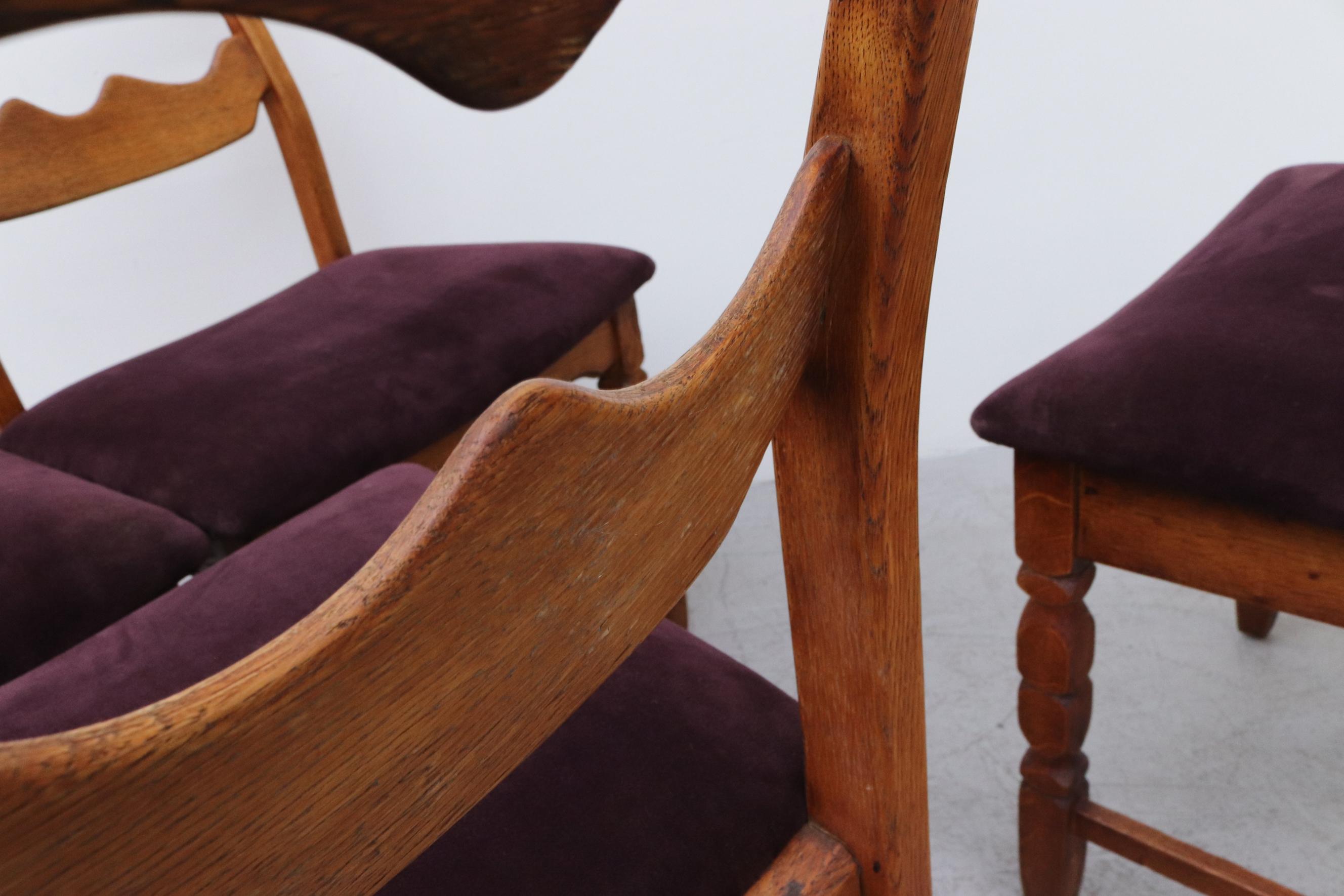 Set of 6 Brutalist Oak Razor Back Dining Chairs by Henning Kjaernulf 7