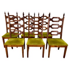 Set of 6 Brutalist Pine Carved Dining Chairs by Aquarius South Africa