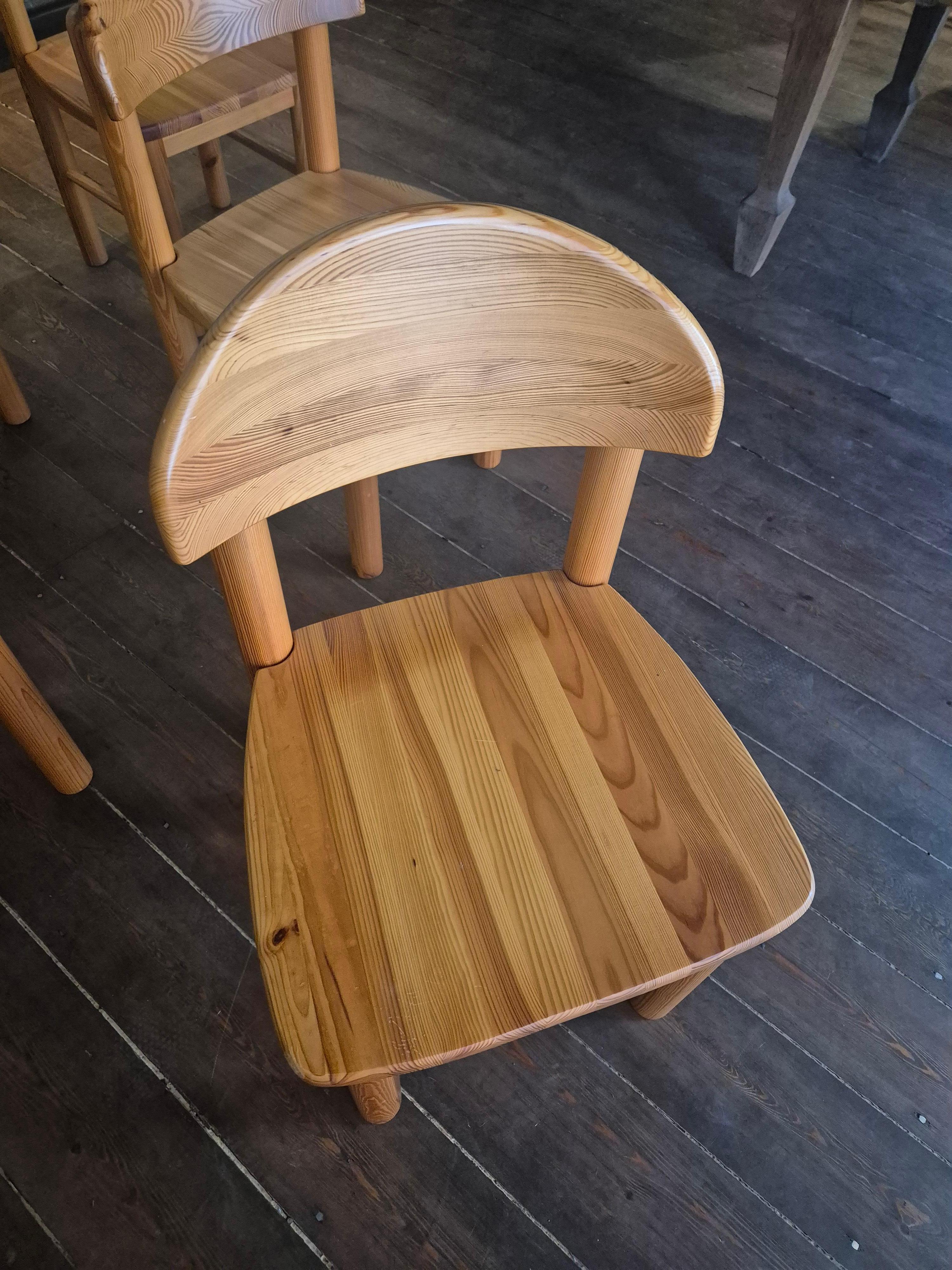 Set of 6 brutalist pine chairs by Rainer Daumiller, Denmark 1970s. In Good Condition In Stockholm, SE