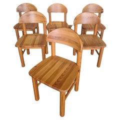 Conjunto de 6 sillas brutalistas de pino de Rainer Daumiller, Dinamarca, años 70.