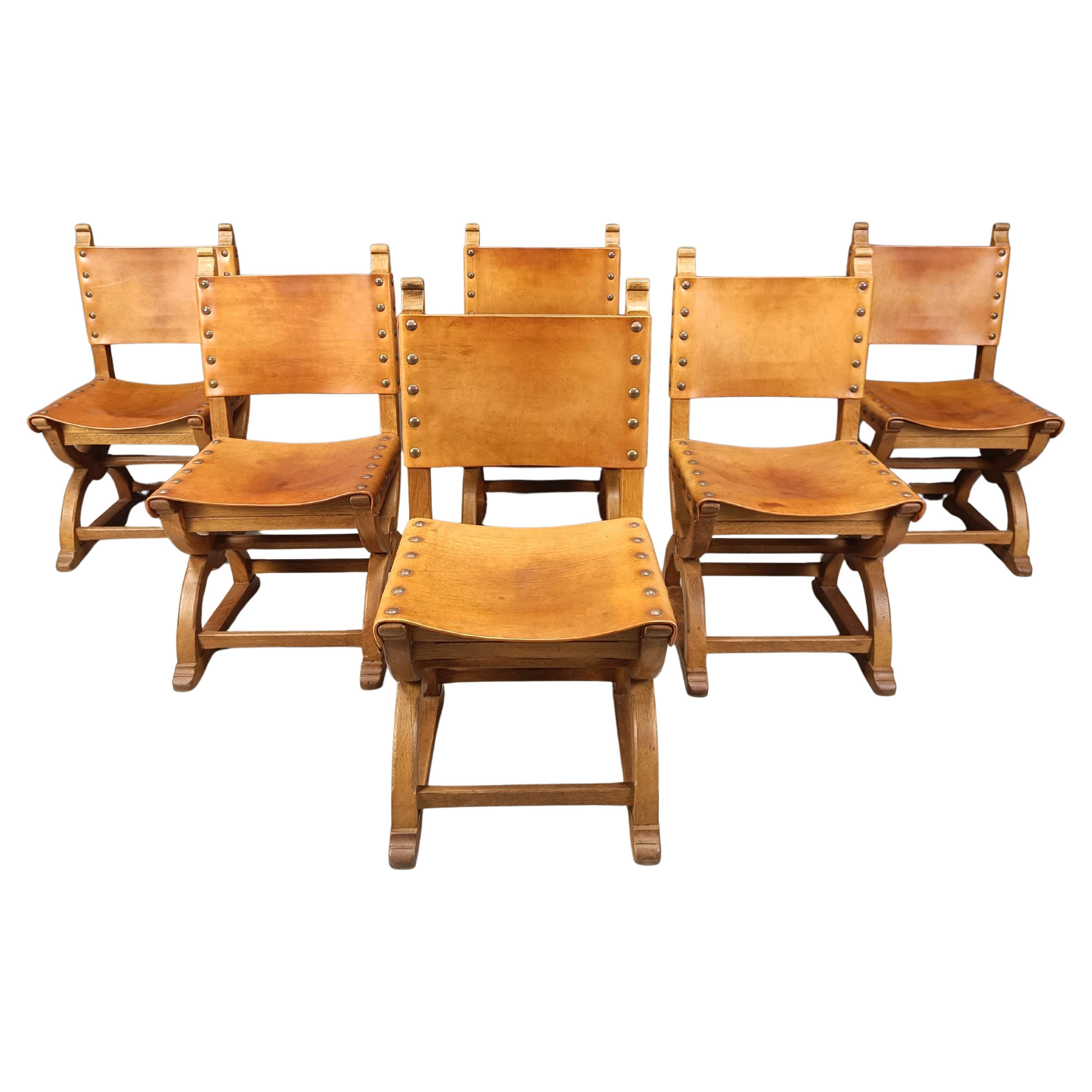 Set of 6 brutalist spanish dining chairs, 1960s at 1stDibs